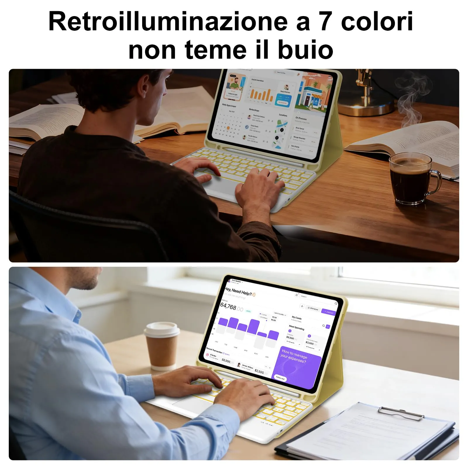 IVEOPPE Tastiera e Cover con Touchpad Retroilluminata per iPad 11 Generazione 11" (2025) e iPad 10 Generazione 10.9" (2022) A16 - immagine 9