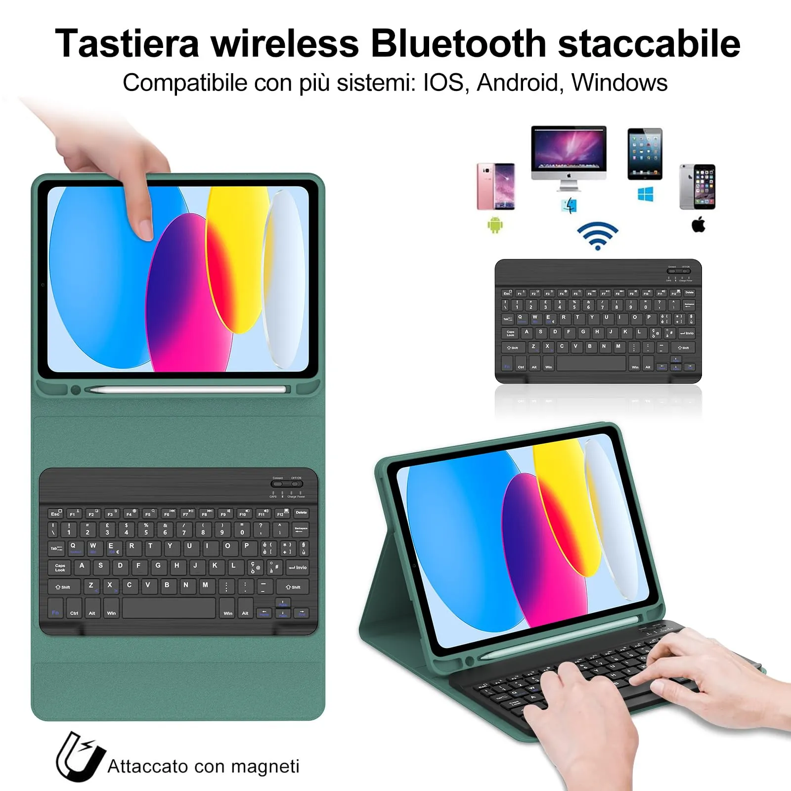 IVEOPPE Tastiera per iPad 11 Generazione 11" (2025) e iPad 10 Generazione 10.9" (2022) A16 - immagine 3