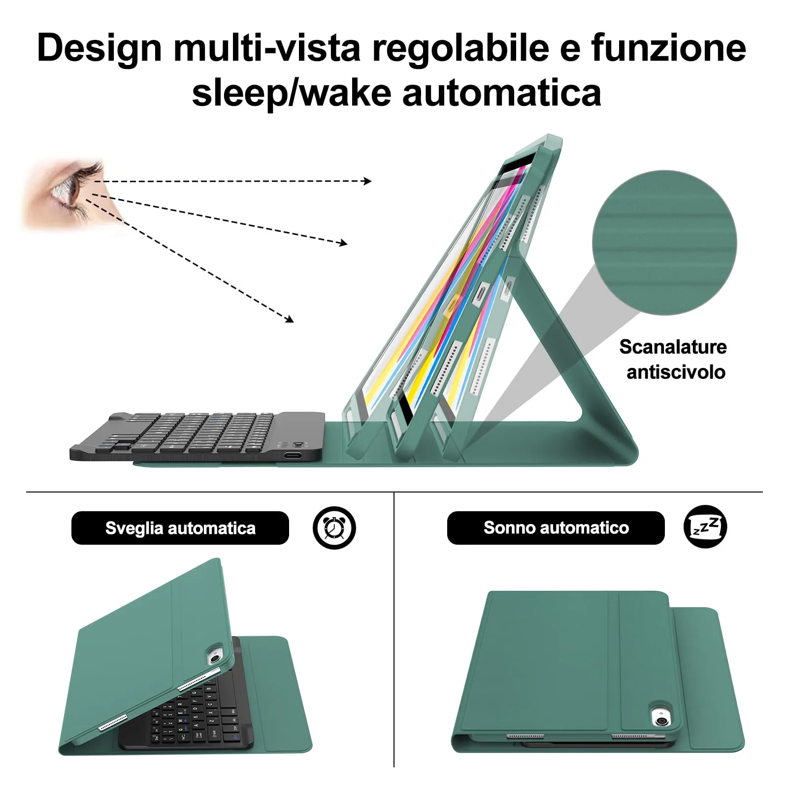 IVEOPPE Tastiera per iPad 11 Generazione 11" (2025) e iPad 10 Generazione 10.9" (2022) A16 - immagine 5