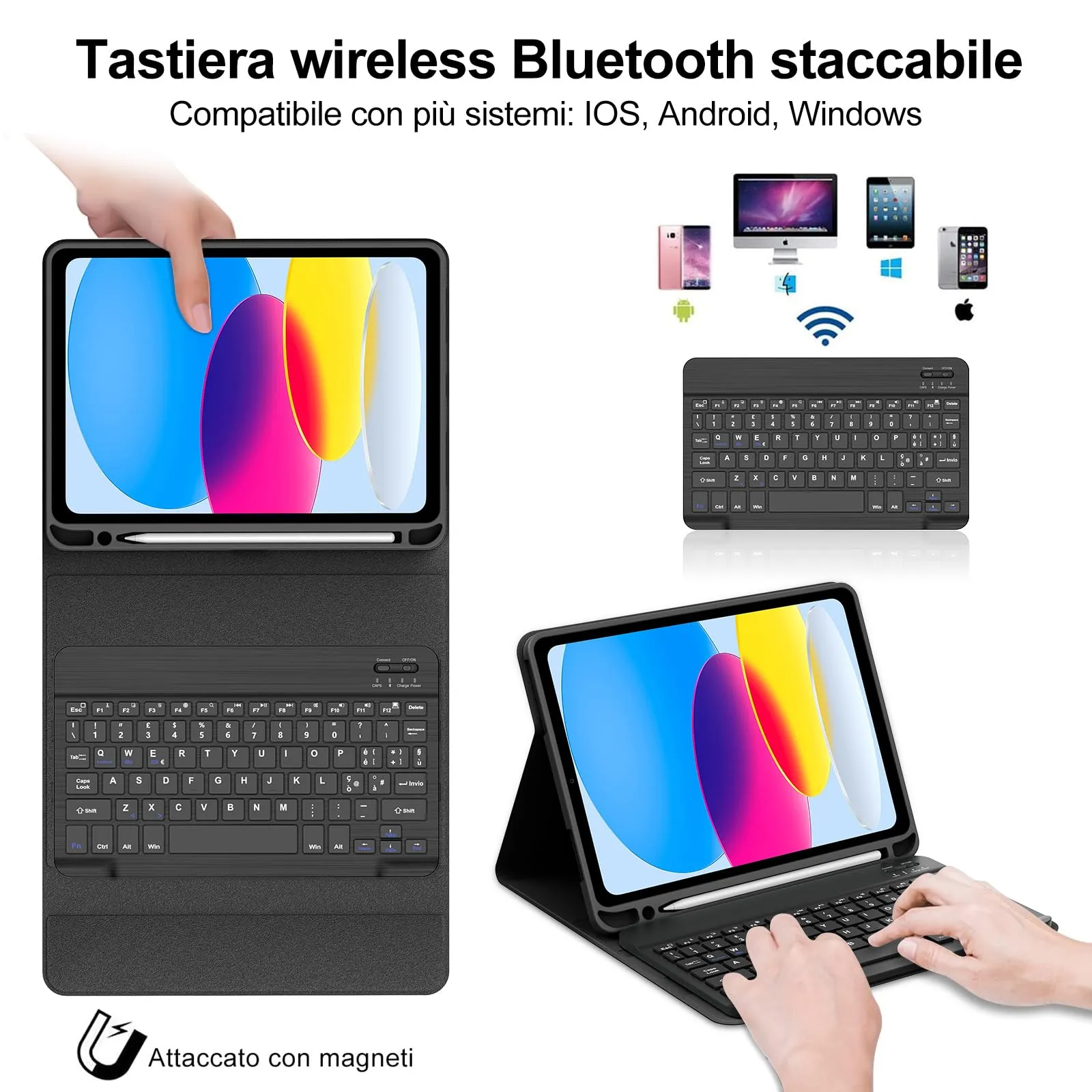 IVEOPPE Tastiera per iPad 11 Generazione 11" (2025) e iPad 10 Generazione 10.9" (2022) A16 - immagine 3