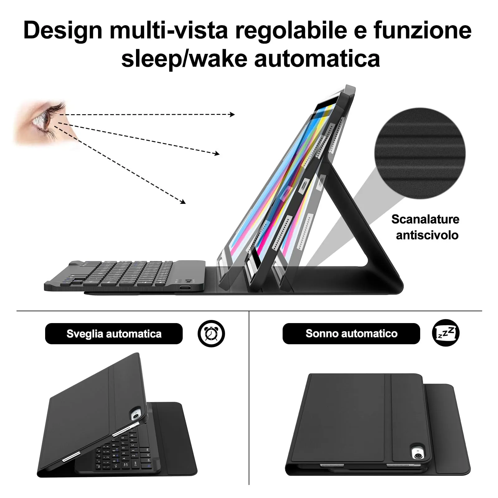IVEOPPE Tastiera per iPad 11 Generazione 11" (2025) e iPad 10 Generazione 10.9" (2022) A16 - immagine 5