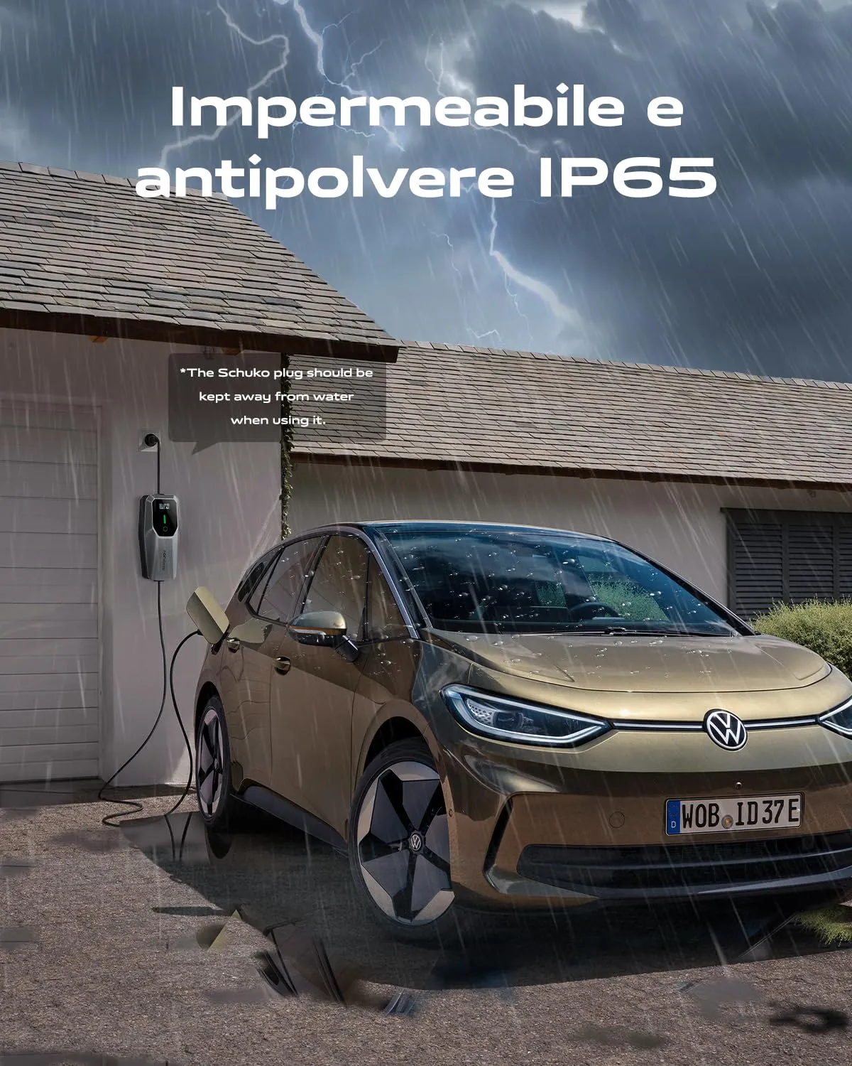 VDLPOWEREU EC11 Cavo di Ricarica Tipo 2 per Auto Elettriche, 3,68 kW, 5M, Display LED 6A-16A, Spina EU-Schuko, IP65 (IEC 62196-2) - immagine 5