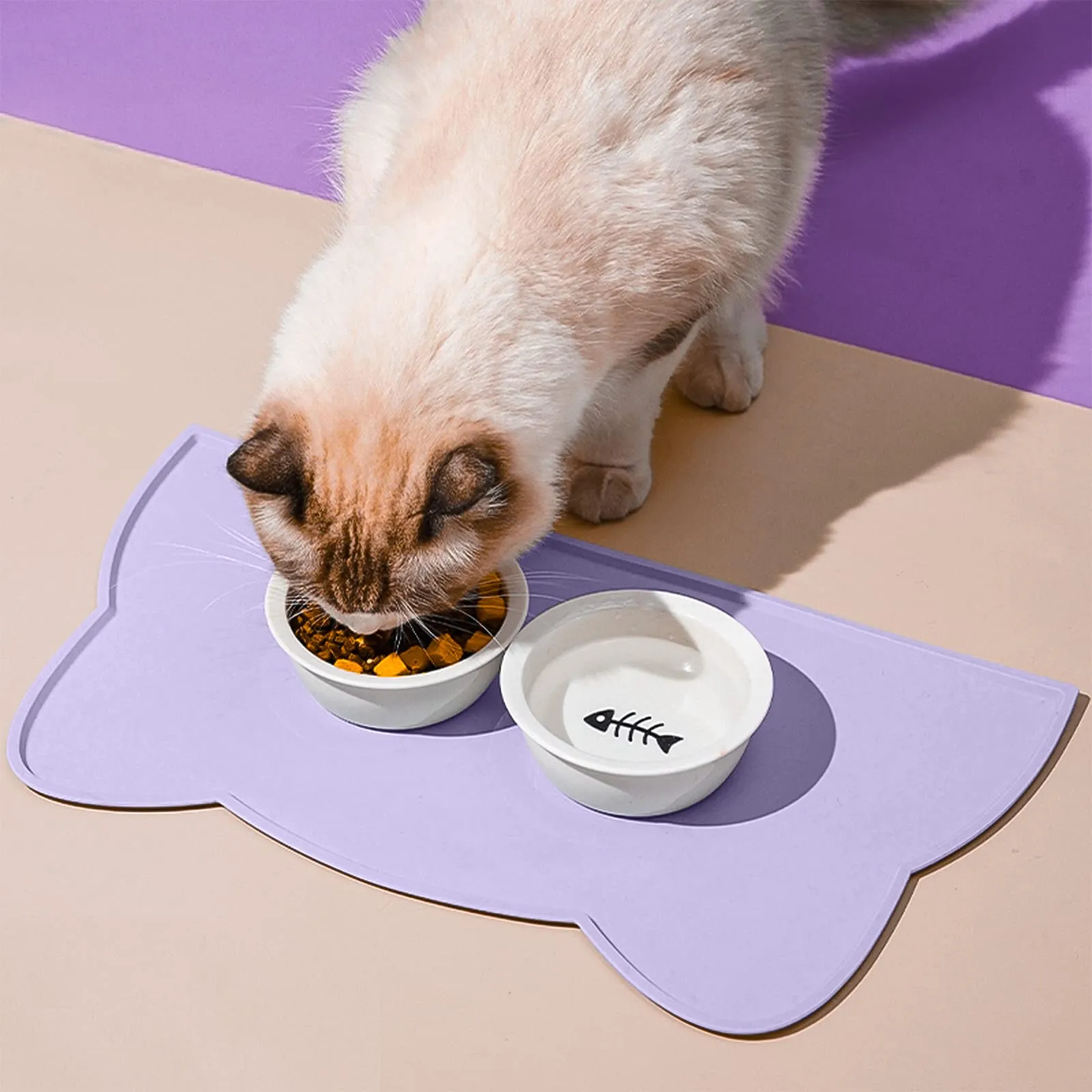 septillar Tappetino Sottociotola per Cani e Gatti in Silicone Antiscivolo e Impermeabile, Blu Pervinca, 60x35 cm - immagine 2