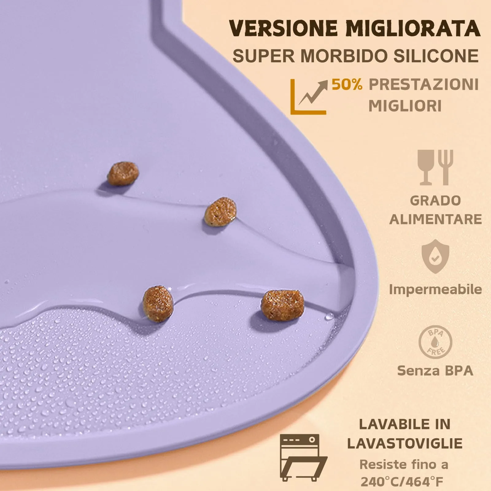 septillar Tappetino Sottociotola per Cani e Gatti in Silicone Antiscivolo e Impermeabile, Blu Pervinca, 60x35 cm - immagine 3