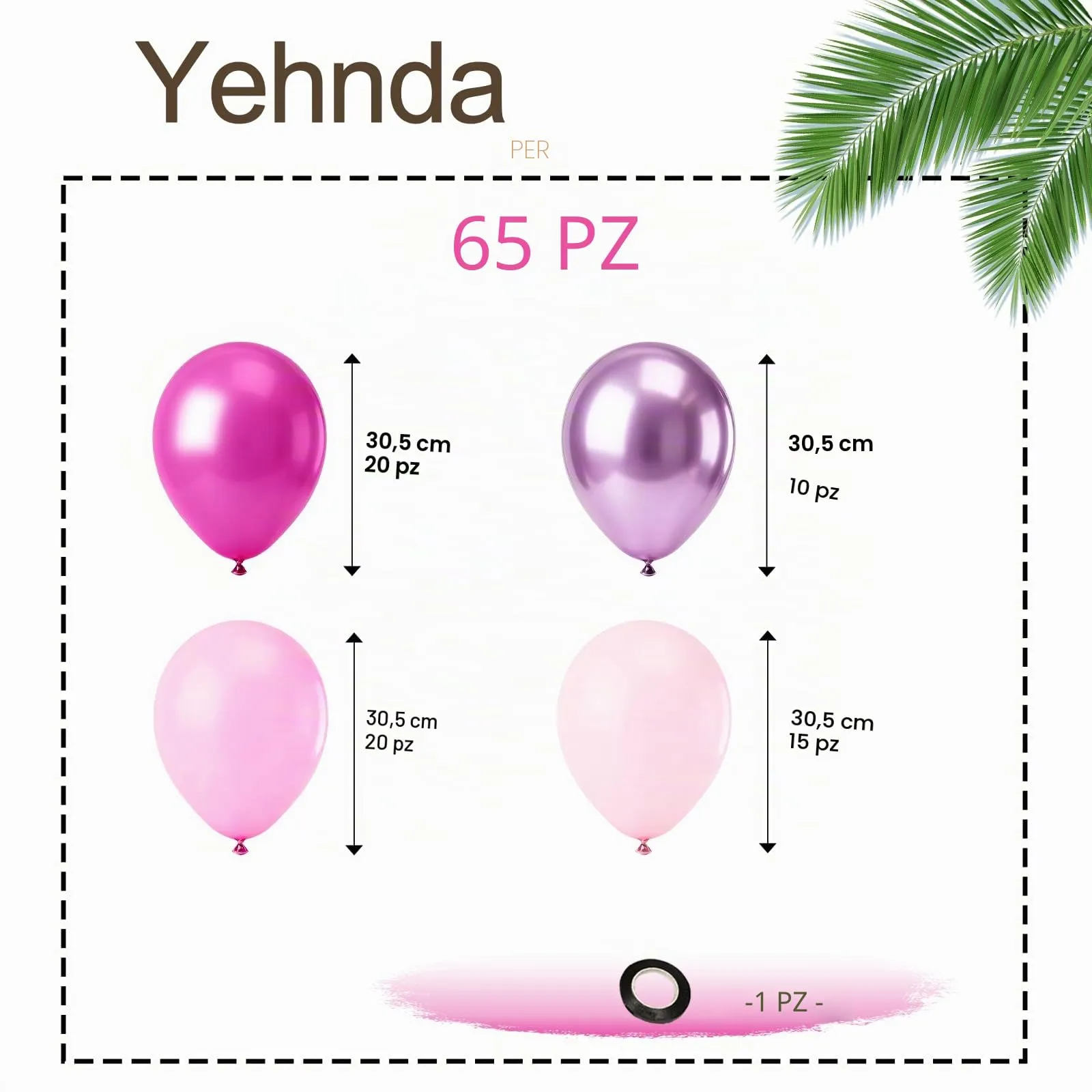 YEHNDA Palloncini Rosa Pastello, 65 Pezzi - immagine 2