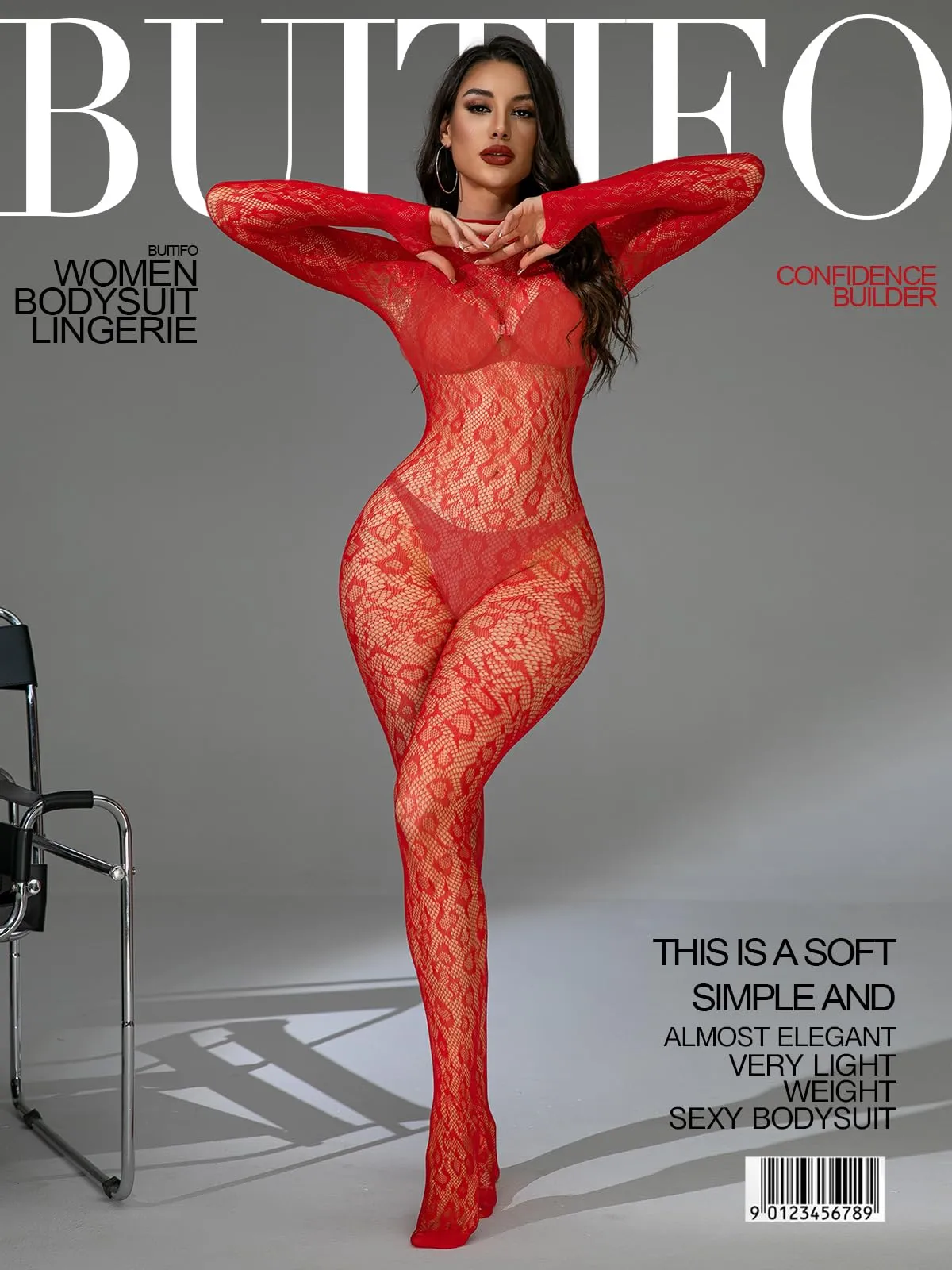 Buitifo Donna Fishnet Bodystocking Pigiama - Rosso Lbb, Taglia Unica - immagine 3