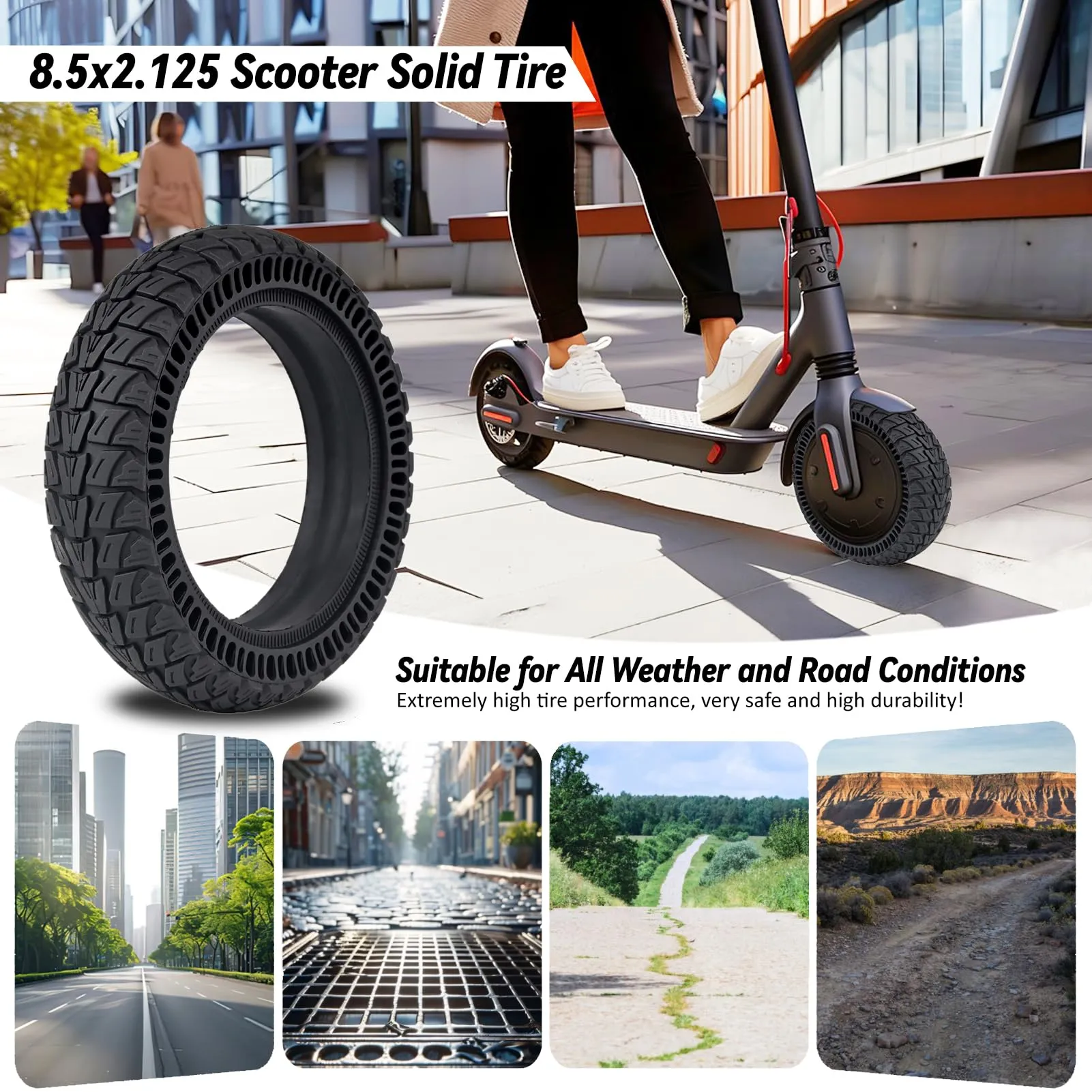 Aloskart Pneumatico Solido 8,5 x 2,125 per Scooter Elettrico Xiaomi M365 e Pro - immagine 5