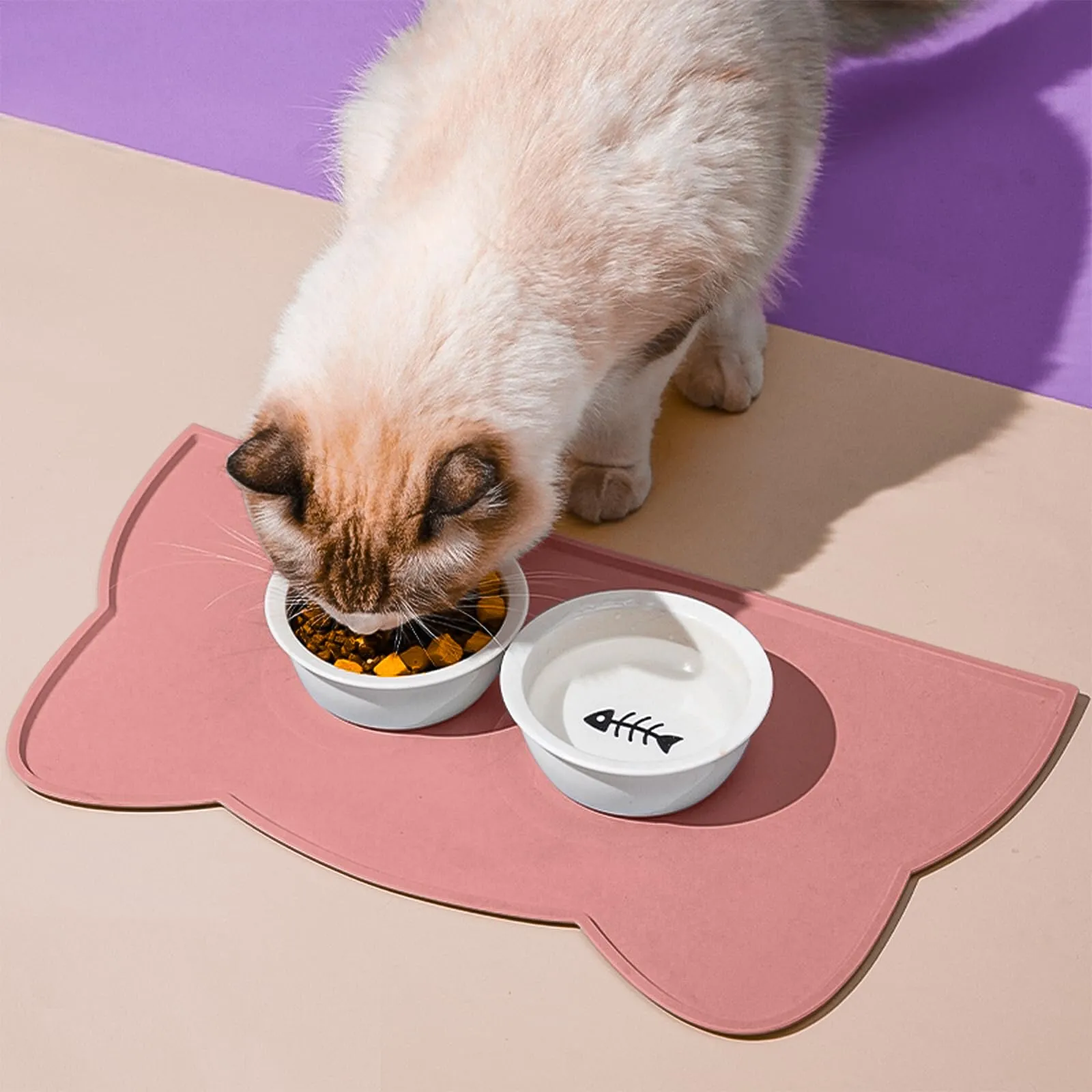 Septillar Tappetino Sottociotola in Silicone per Cani e Gatti, Antiscivolo e Impermeabile, Rosa Corallo, 60x35 cm - immagine 2