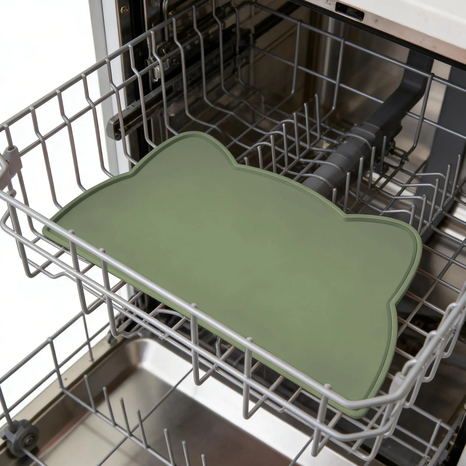 Septillar Tappetino Sottociotola in Silicone per Cani e Gatti, Antiscivolo e Impermeabile, Verde Oliva, 52x30 cm - immagine 4