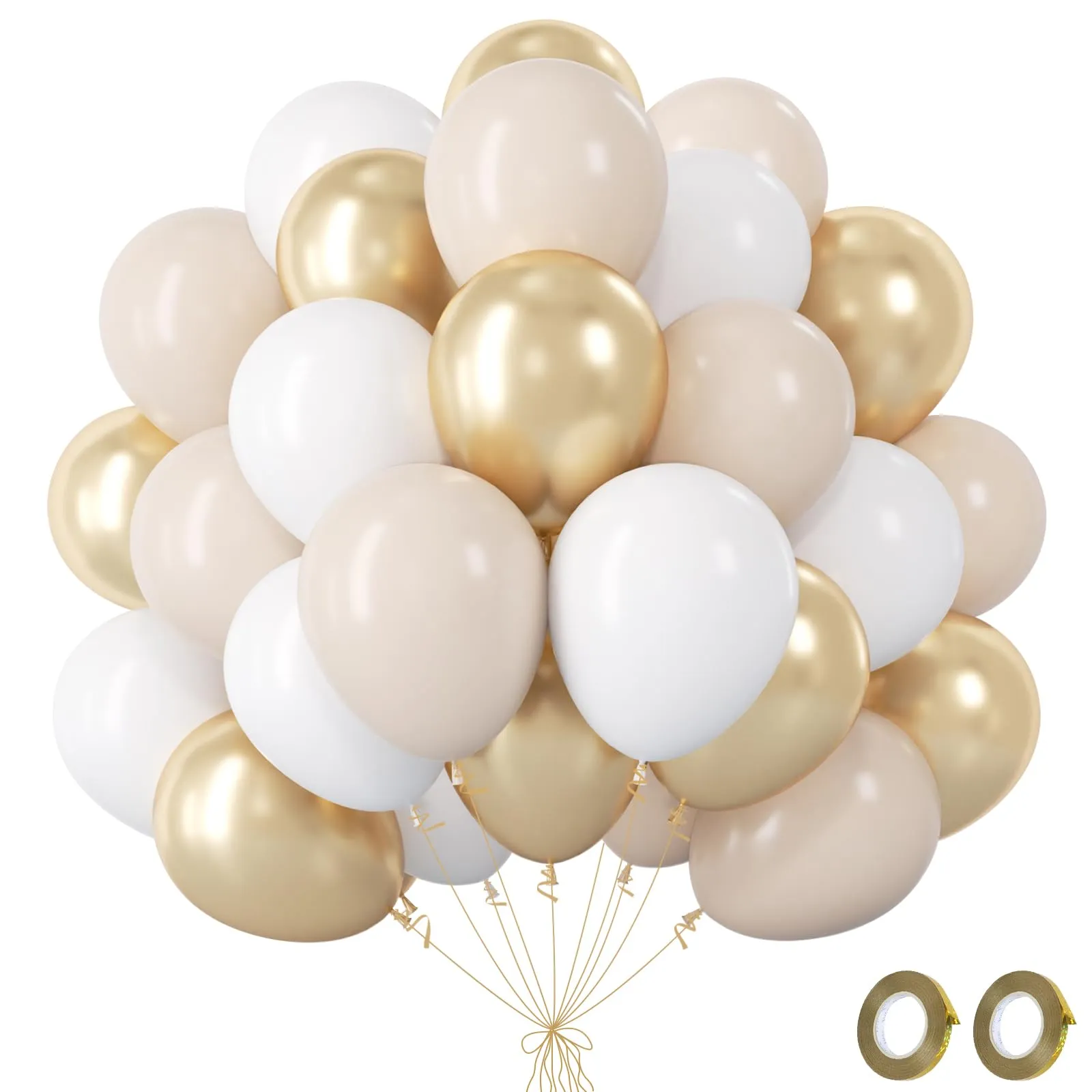 fairymaiden Palloncini Bianco Oro Champagne, 60 Pezzi, 12 Pollici - immagine 1