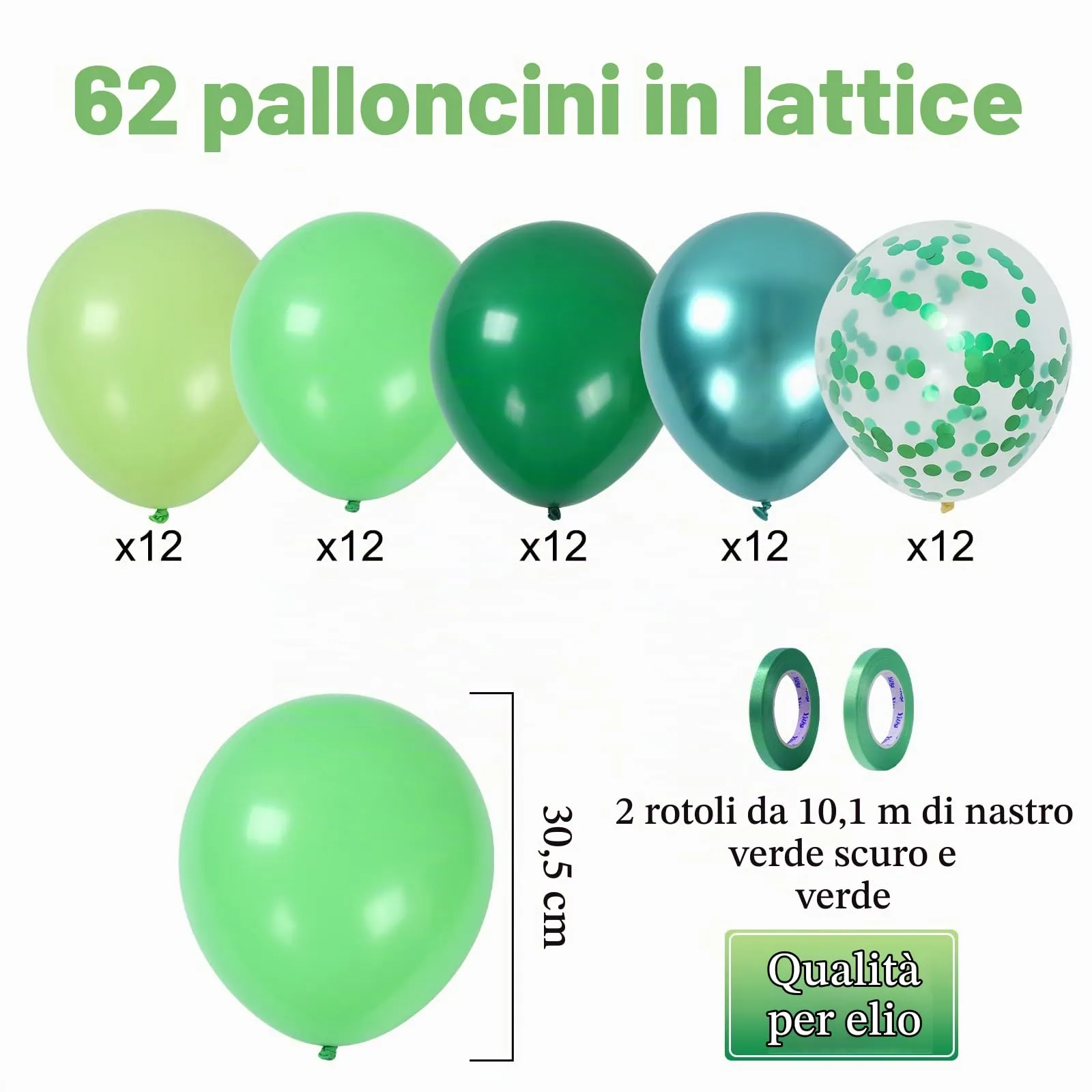 fairymaiden Palloncini Verde Salvia in Lattice e Metallizzati, 60 Pezzi, 12 Pollici - immagine 3