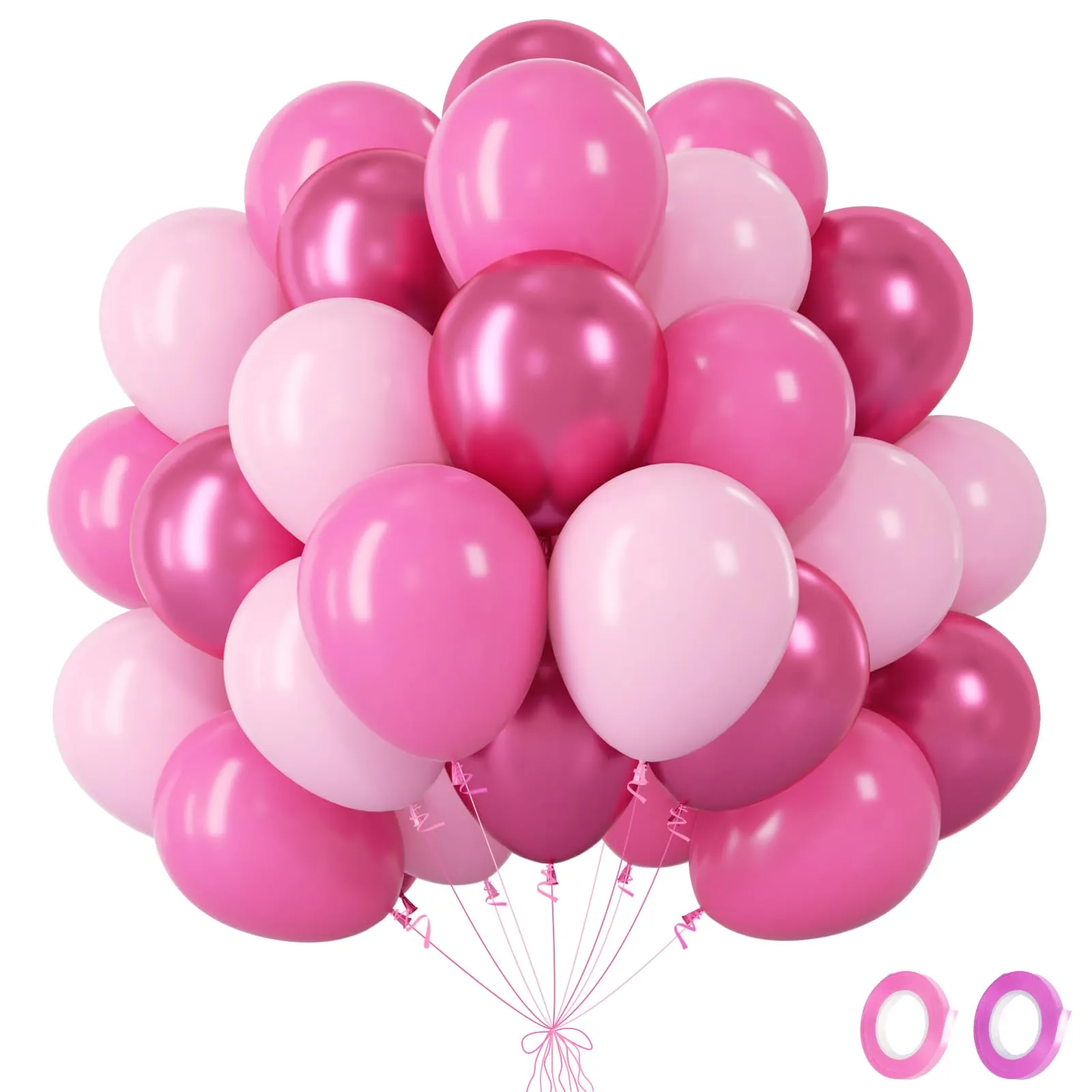 fairymaiden Palloncini Rosa, 60 Pezzi, Pastello e Metallizzati, 12 Pollici - immagine 1