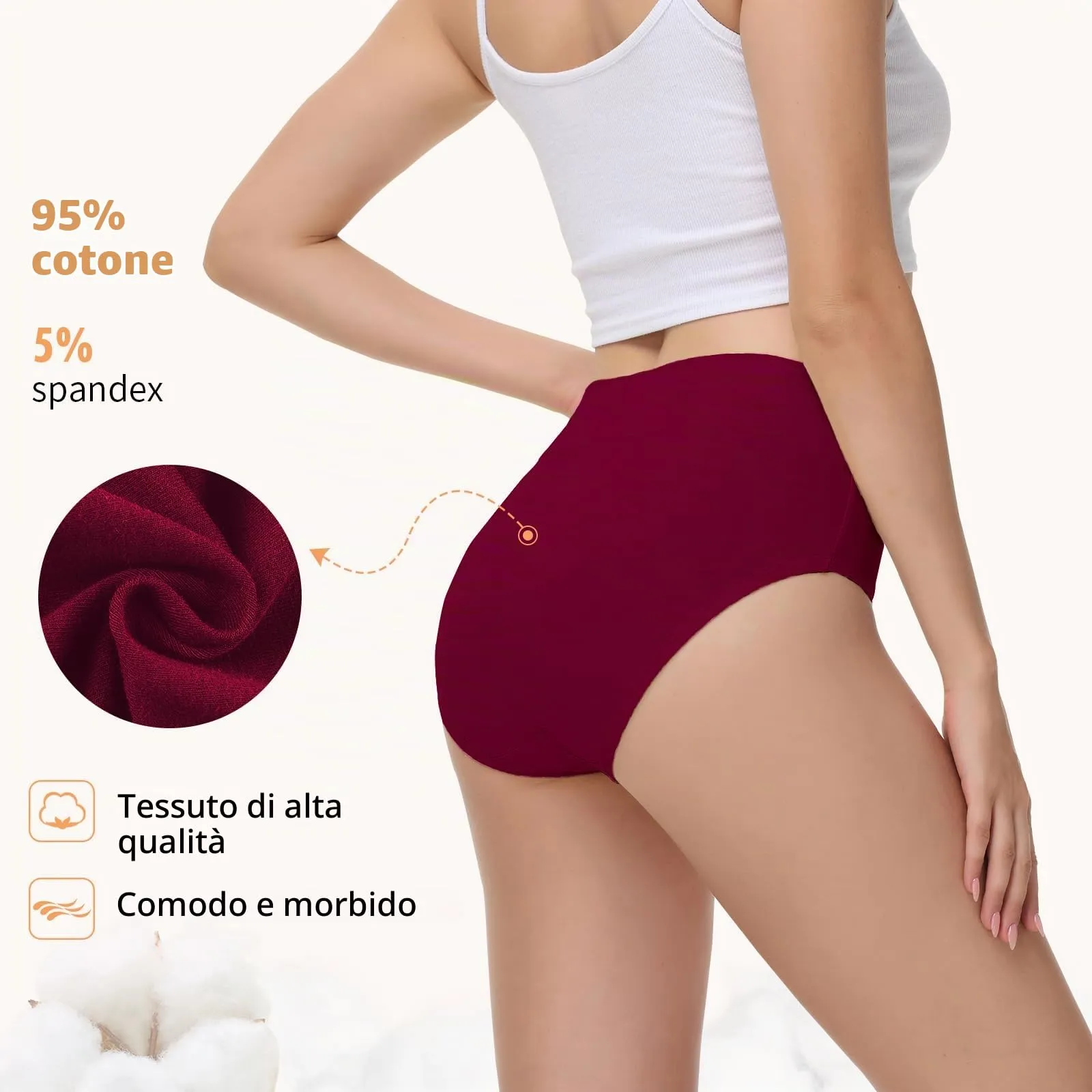 NUOZA Mutande Donna in Cotone Vita Alta, Intimo Culotte Morbido per Post Parto e Pancia Piatta, Taglia L - immagine 2