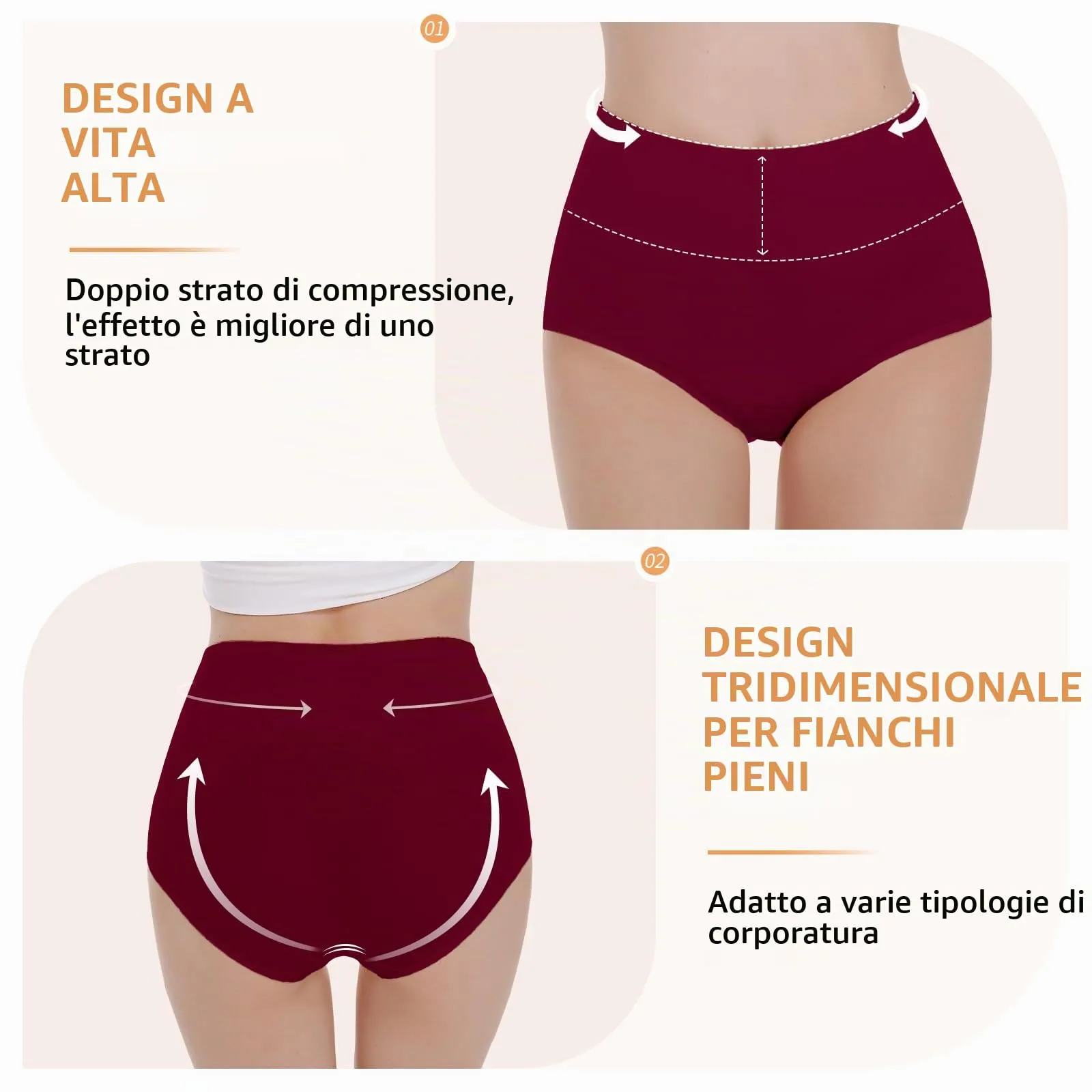 NUOZA Mutande Donna in Cotone Vita Alta, Intimo Culotte Morbido per Post Parto e Pancia Piatta, Taglia L - immagine 3