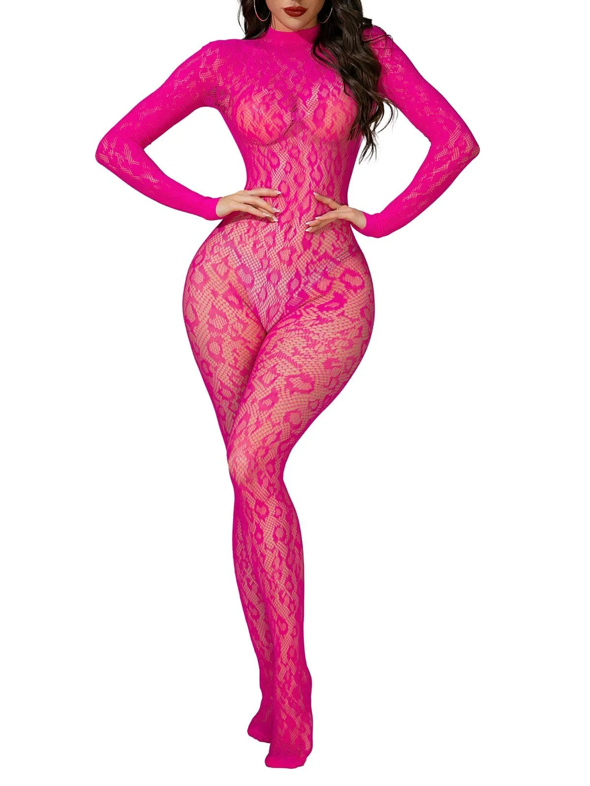 Buitifo Donna Fishnet Bodystocking Pigiama - Rosa Lbb, Taglia Unica - immagine 1