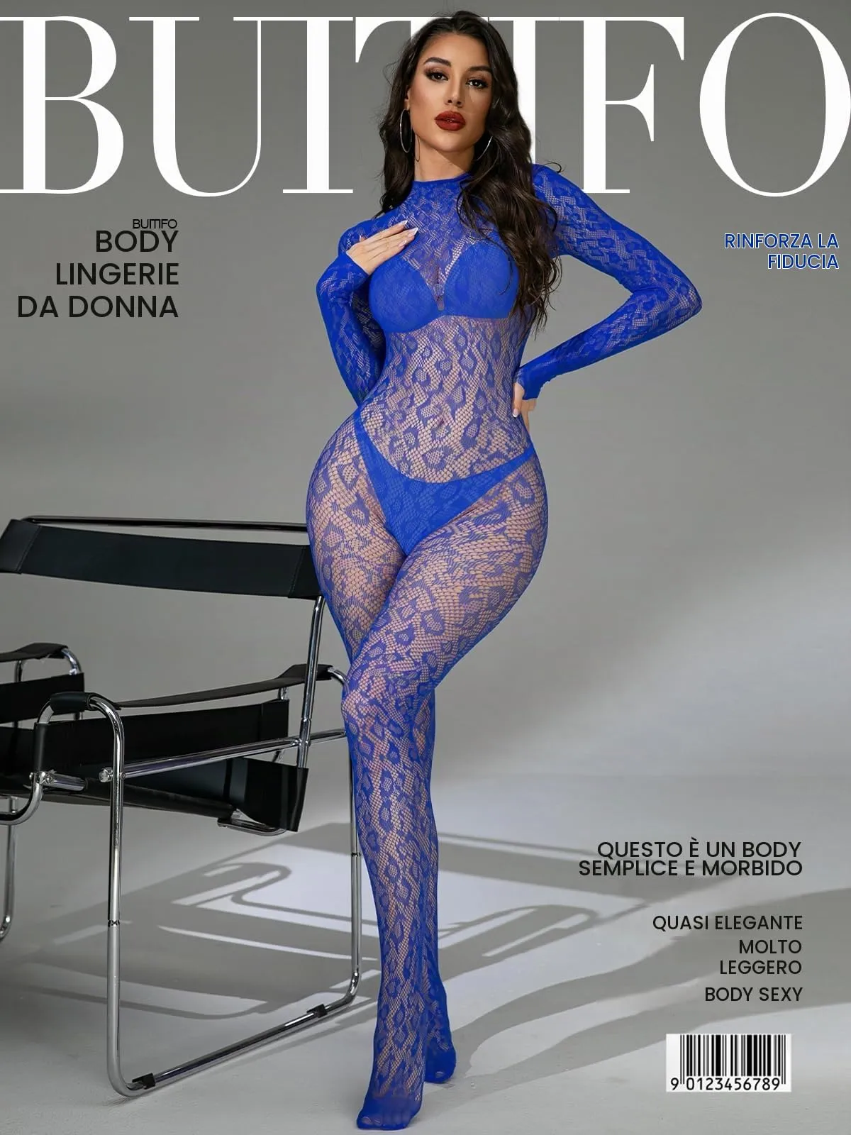 Buitifo Donna Fishnet Bodystocking Pigiama - Blu Lbb, Taglia Unica - immagine 3