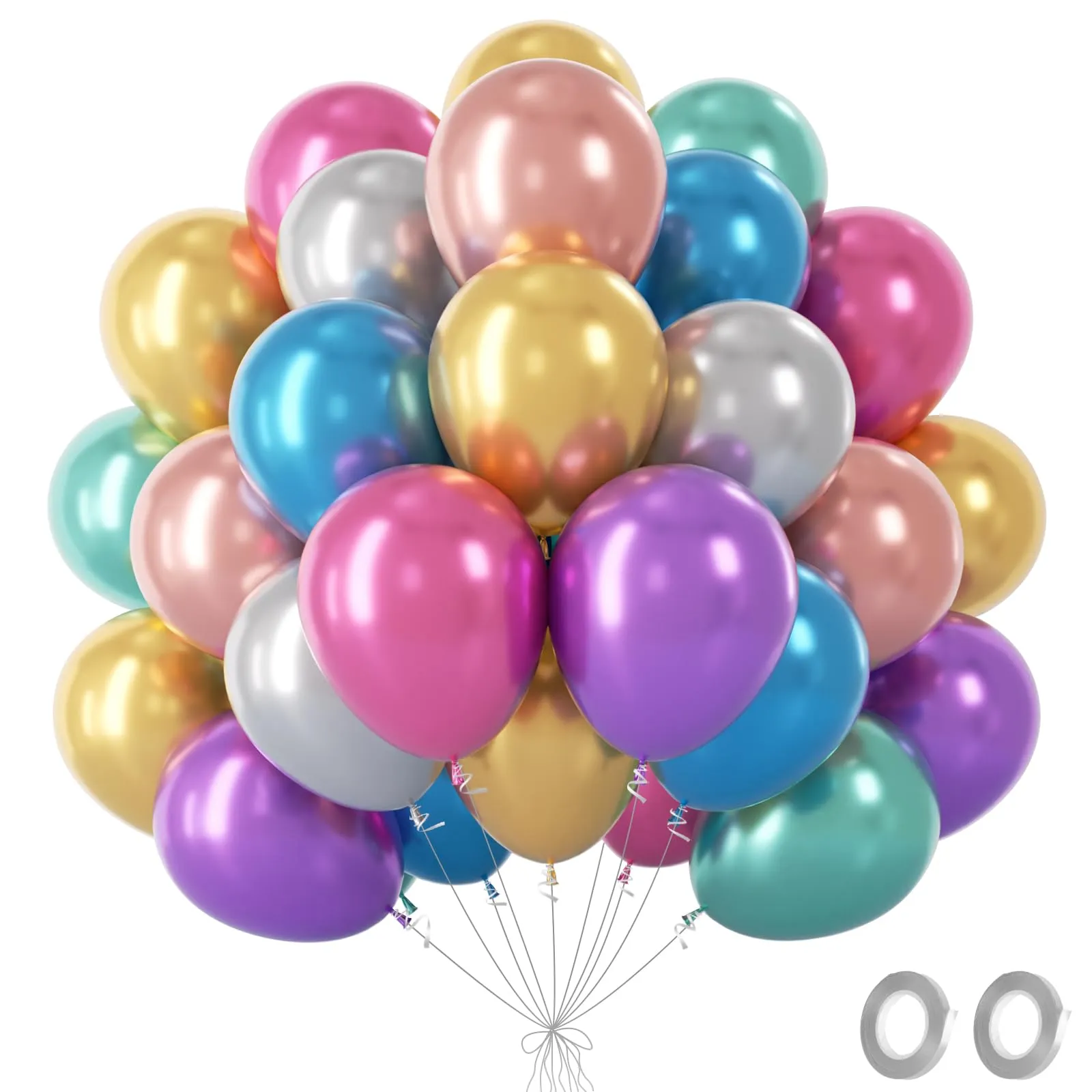 Fairymaiden Palloncini Metallizzati in Lattice, 60 Pezzi, 12 Pollici, Colori Misti - immagine 1
