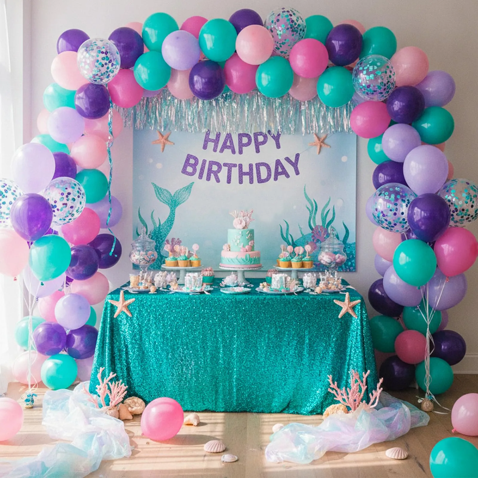 fairymaiden Palloncini Colorati Misti Rosa, Viola, Blu Tiffany con Confetti, 60 Pezzi, 12 Pollici - immagine 6
