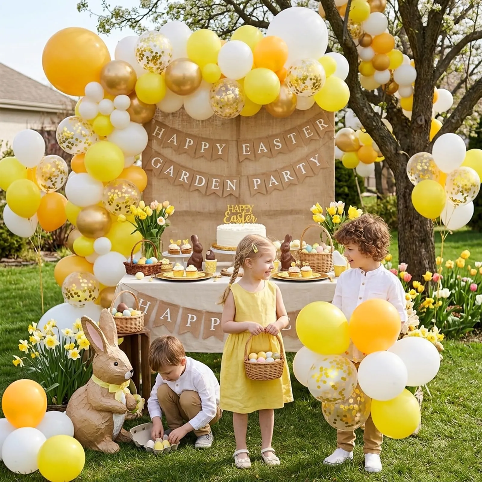 fairymaiden Palloncini Giallo, Bianco e Giallo Limone con Confetti d'oro, 60 Pezzi, 12 Pollici - immagine 2