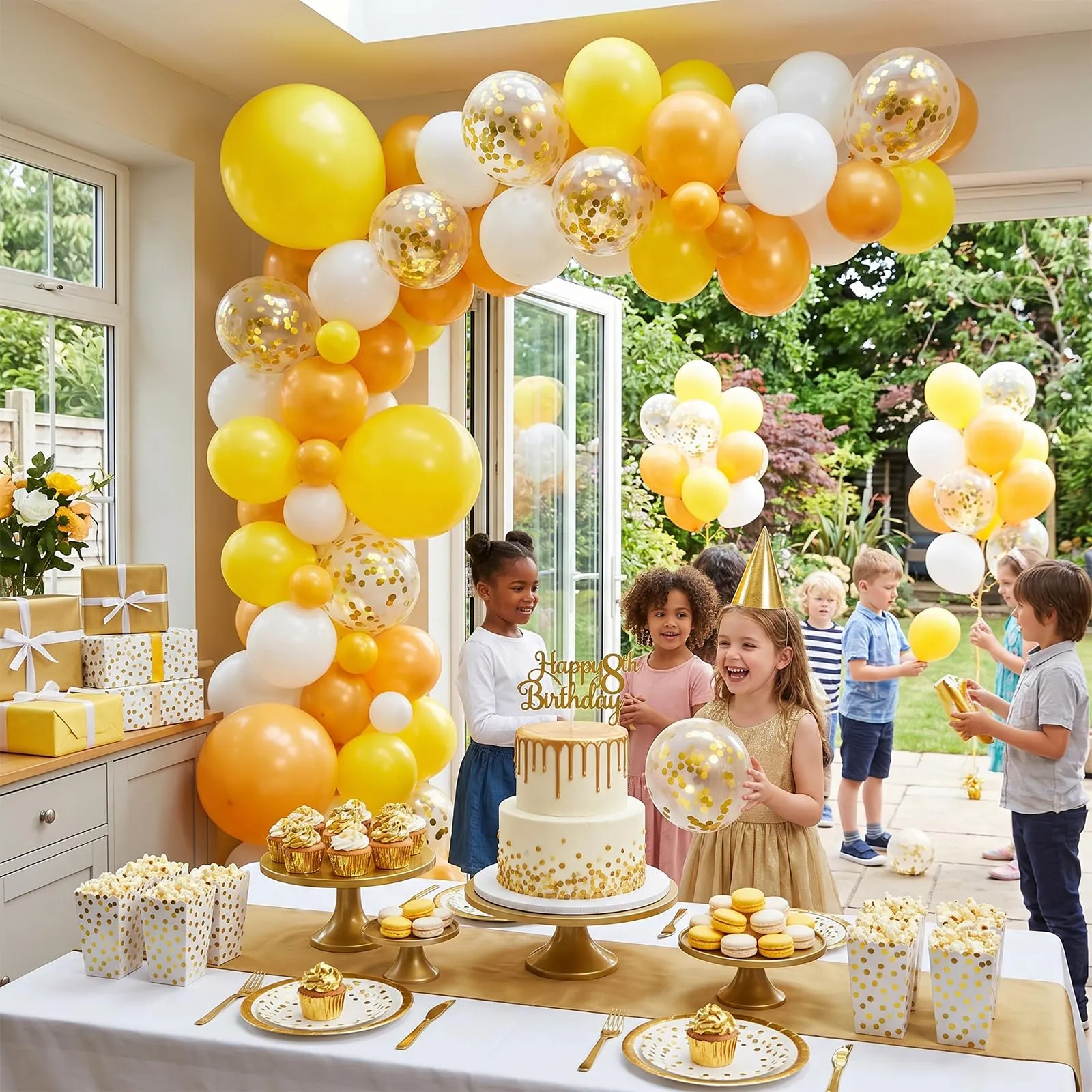 fairymaiden Palloncini Giallo, Bianco e Giallo Limone con Confetti d'oro, 60 Pezzi, 12 Pollici - immagine 4