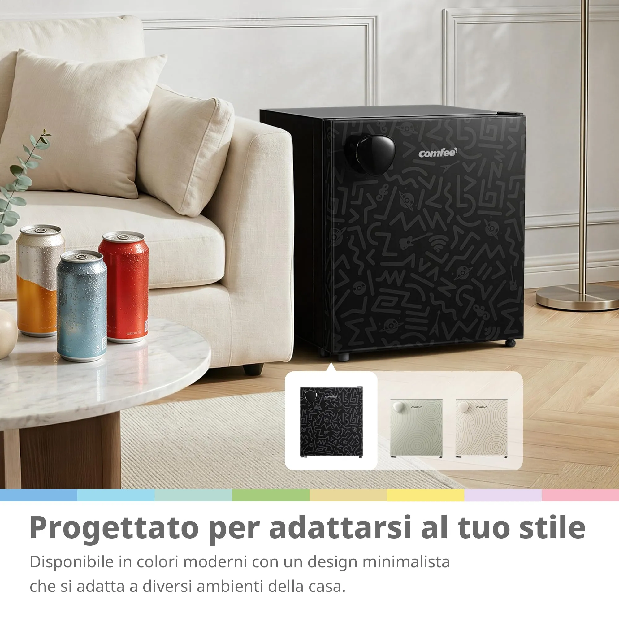 COMFEE' Mini Frigorifero 43L con Maniglia Removibile, RCD48BF2EUY(E) - immagine 2