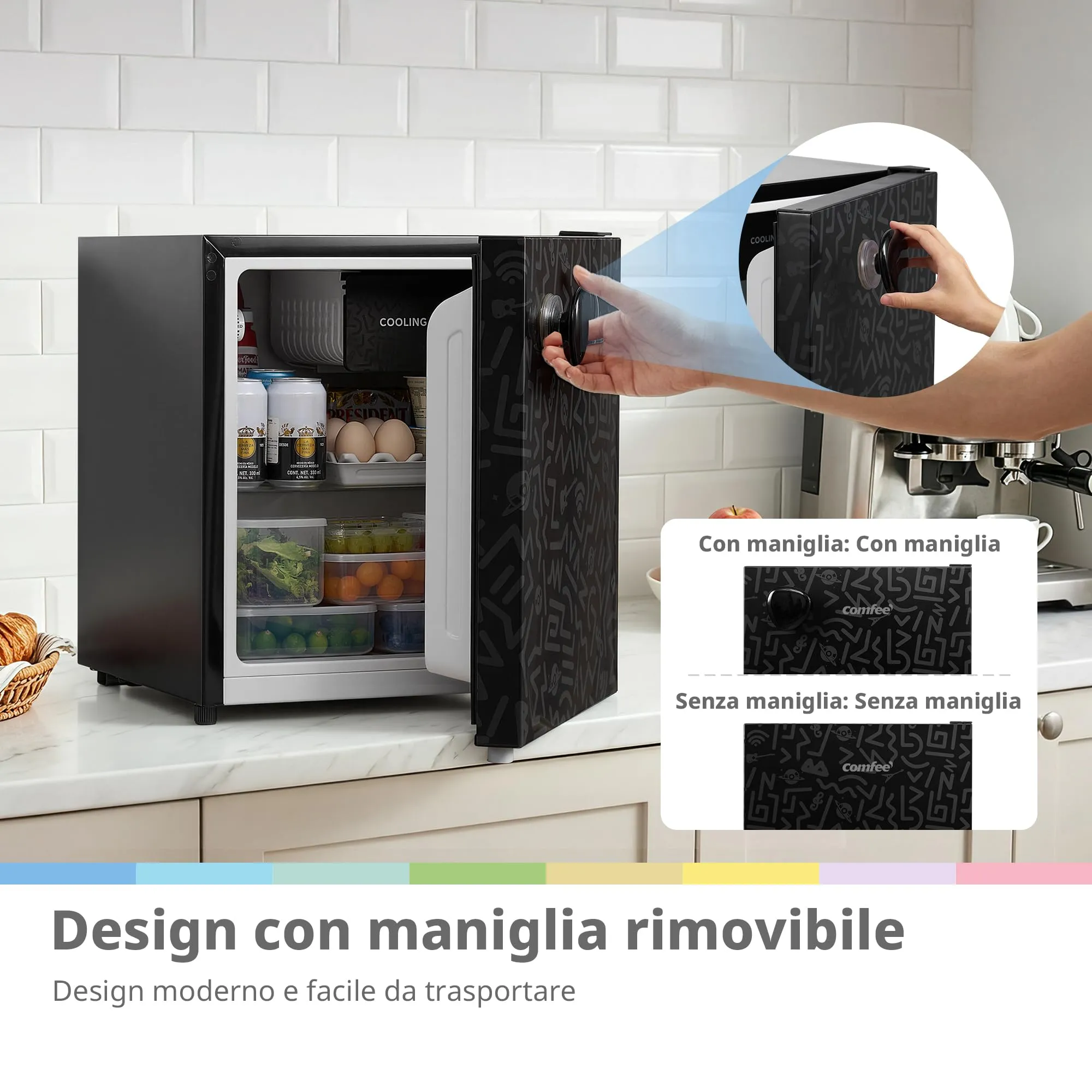 COMFEE' Mini Frigorifero 43L con Maniglia Removibile, RCD48BF2EUY(E) - immagine 4
