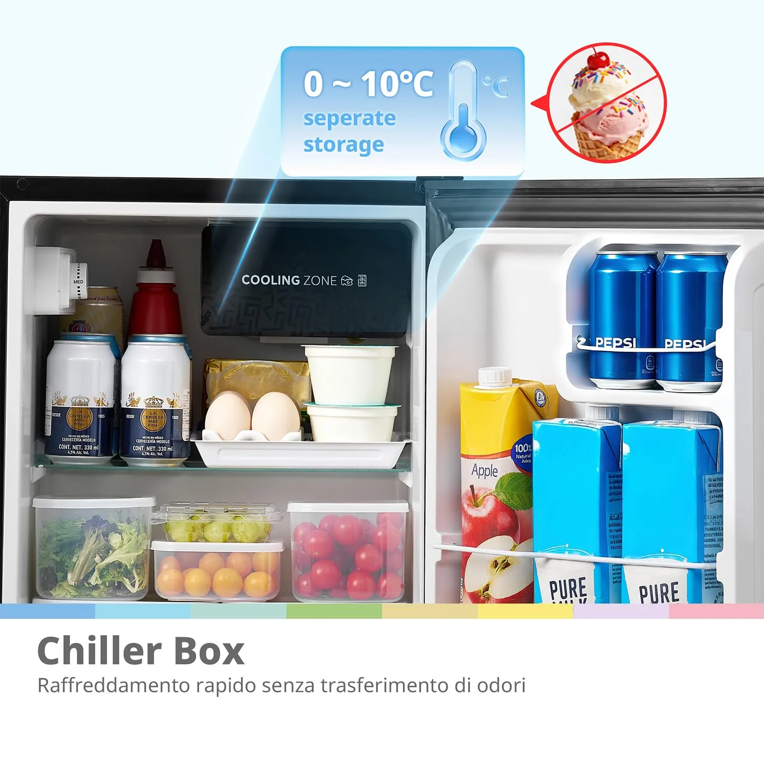COMFEE' Mini Frigorifero 43L con Maniglia Removibile, RCD48BF2EUY(E) - immagine 5