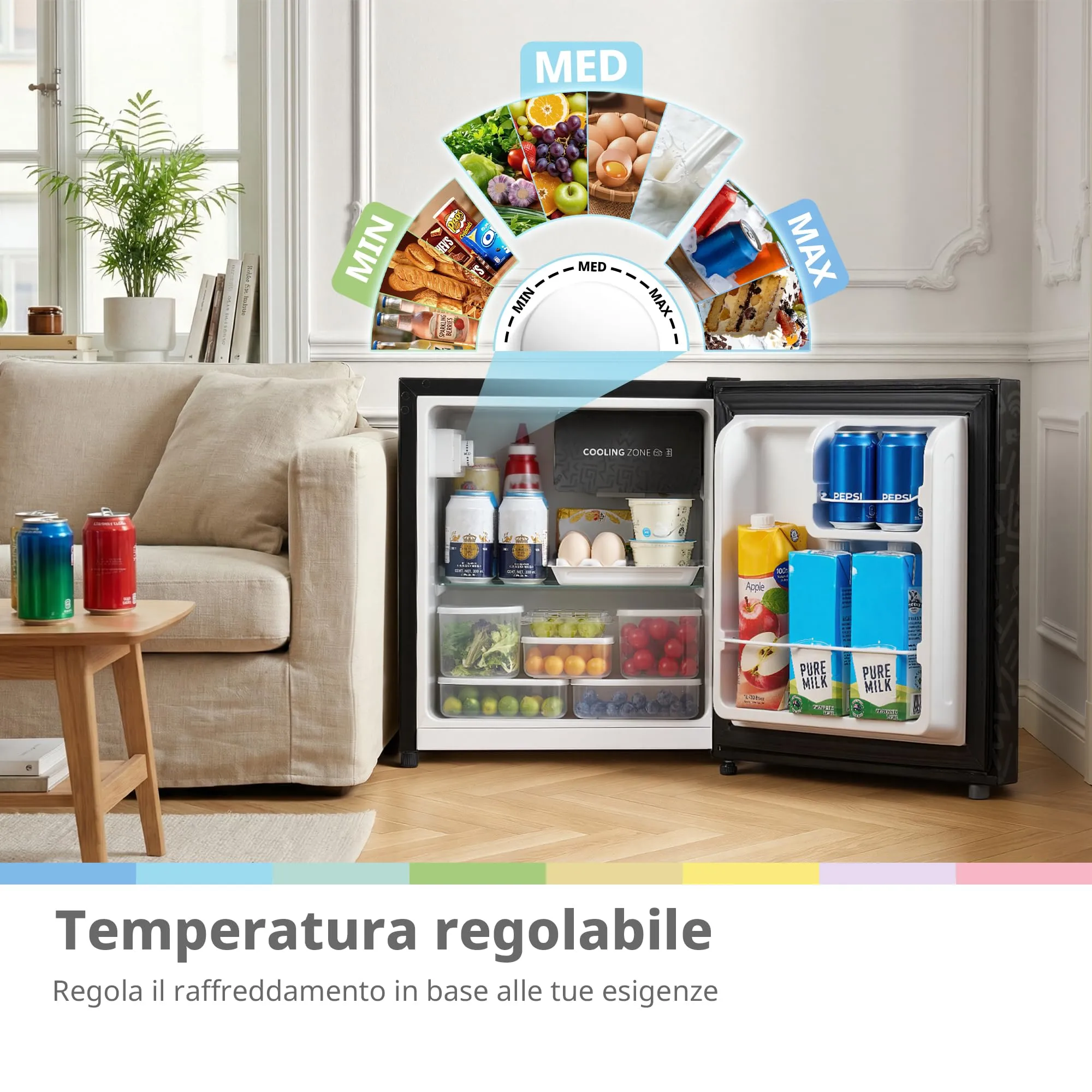 COMFEE' Mini Frigorifero 43L con Maniglia Removibile, RCD48BF2EUY(E) - immagine 6