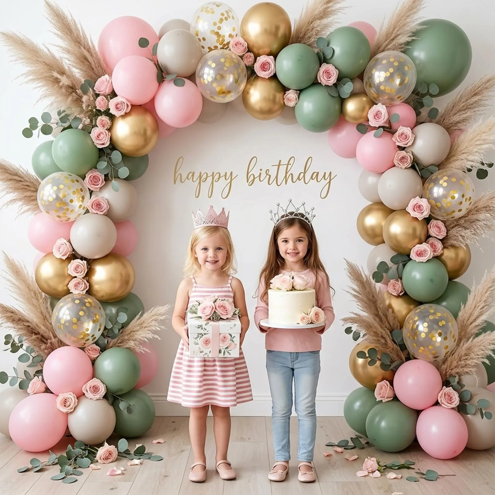 fairymaiden Palloncini Verde Salvia, Rosa, Beige e Oro, 60 Pezzi, 12 Pollici - immagine 4