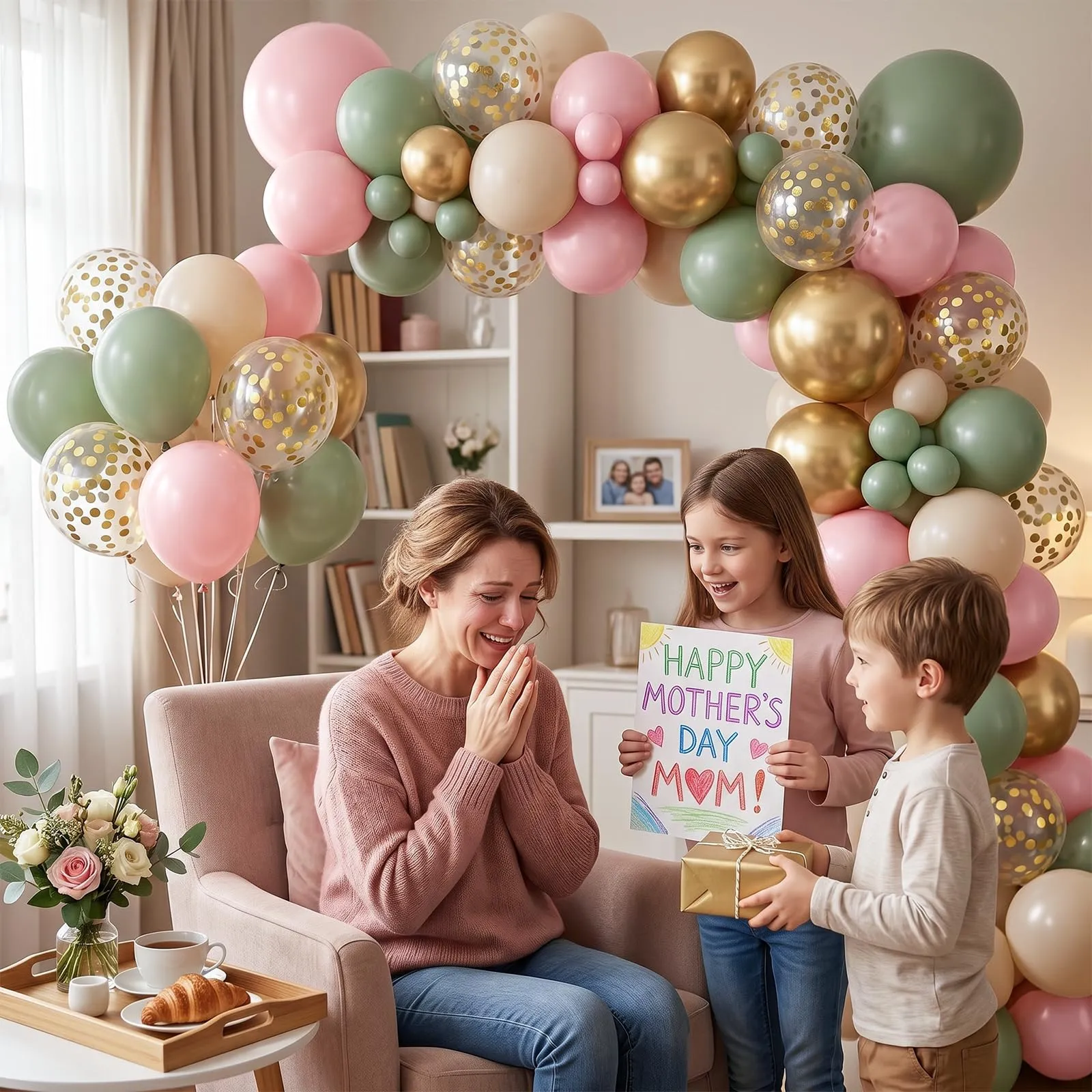 fairymaiden Palloncini Verde Salvia, Rosa, Beige e Oro, 60 Pezzi, 12 Pollici - immagine 6