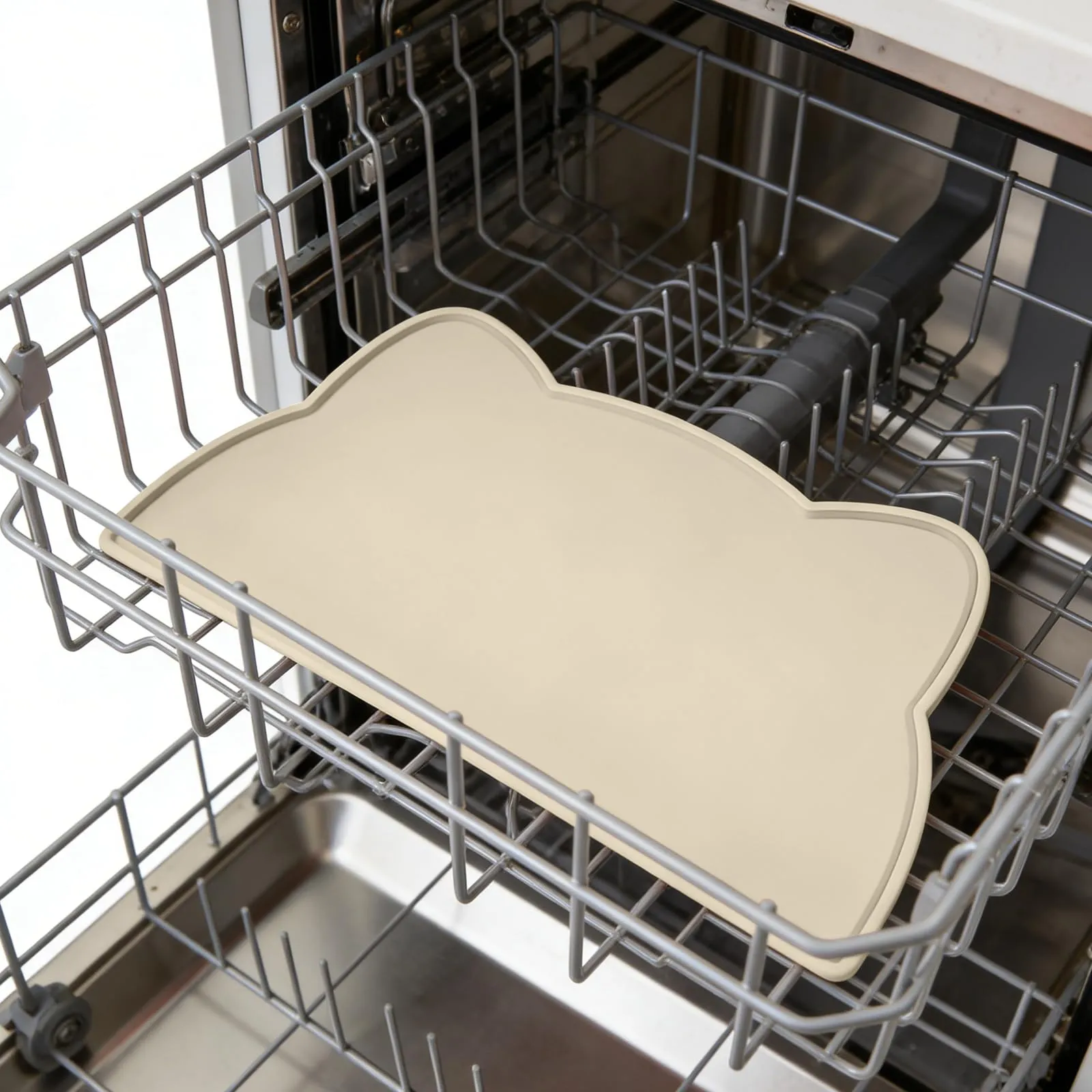 Septillar Tappetino Sottociotola in Silicone per Cani e Gatti, Antiscivolo e Impermeabile, Beige, 52x30 cm - immagine 4