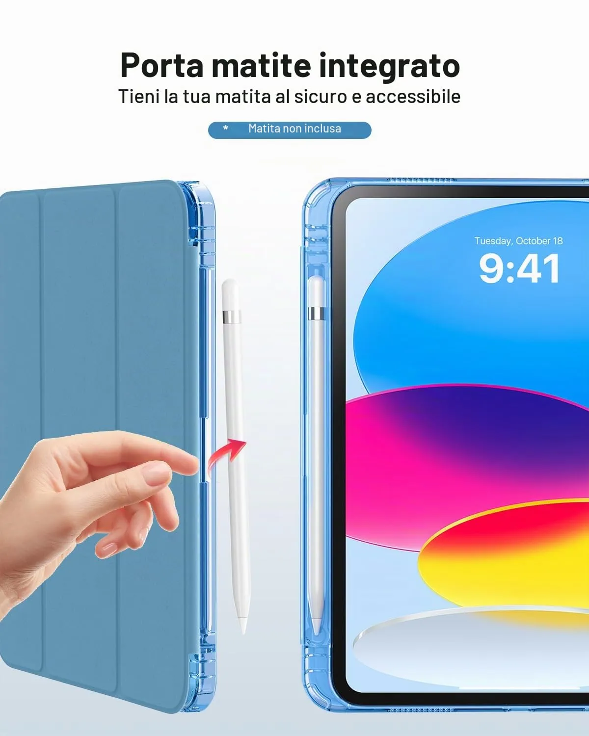 MoKo Cover for iPad 11th Gen 11" and iPad 10th Gen 10.9", Blu Glitterato - immagine 8