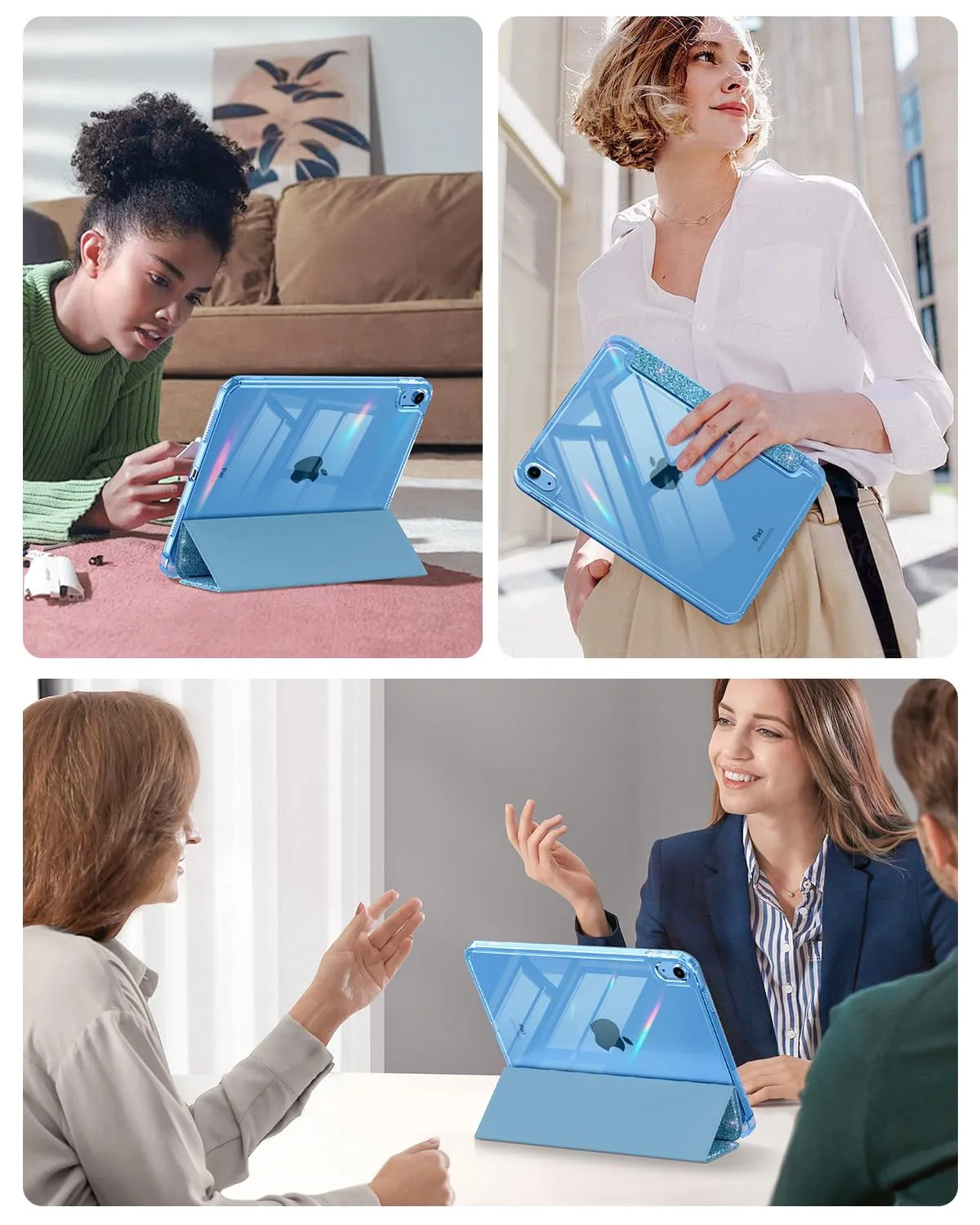 MoKo Cover for iPad 11th Gen 11" and iPad 10th Gen 10.9", Blu Glitterato - immagine 9