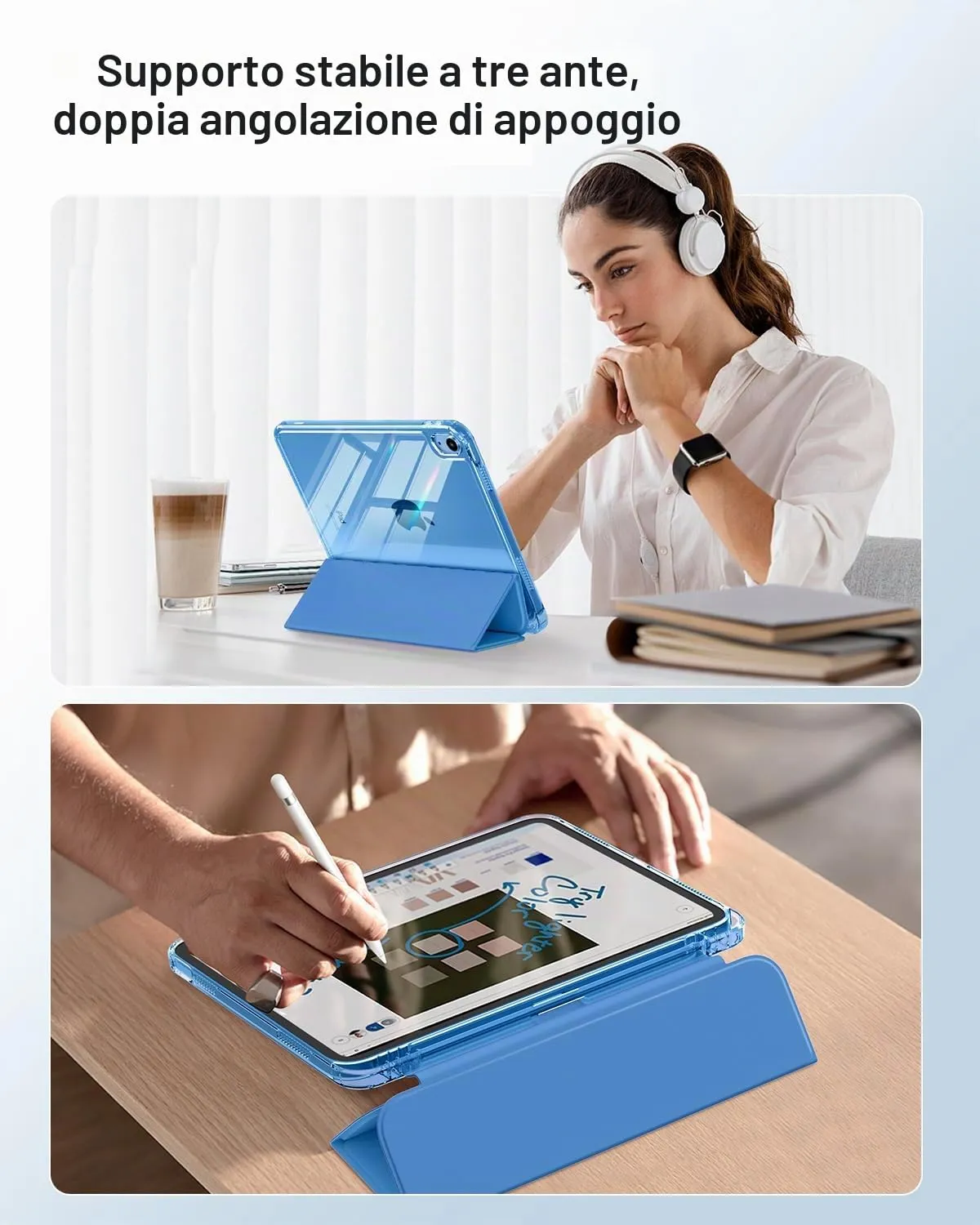 MoKo Cover per iPad 11ª Gen 11" e iPad 10ª Gen 10,9", Onda Blu - immagine 5