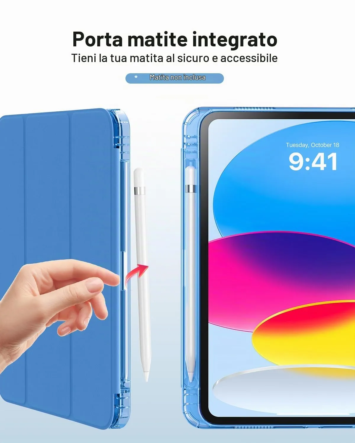 MoKo Cover per iPad 11ª Gen 11" e iPad 10ª Gen 10,9", Onda Blu - immagine 8