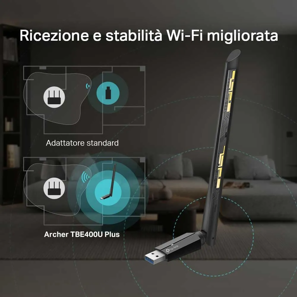 TP-Link Archer TBE400U Plus Adattatore USB Wi-Fi 7 BE6500Mbps Tri-Band PC - immagine 6