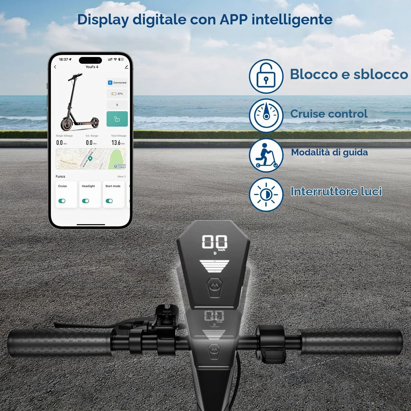 Zephyride V86 Monopattino Elettrico Adulto 500W, 25km/h, 45km, Pneumatici 25,4 cm, Pieghevole, Rosso - immagine 4