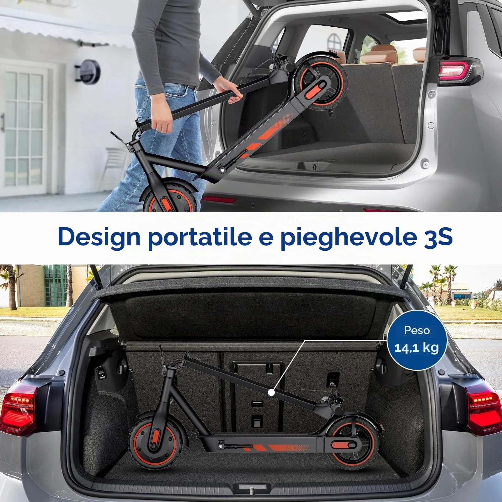 Zephyride V86 Monopattino Elettrico Adulto 500W, 25km/h, 45km, Pneumatici 25,4 cm, Pieghevole, Rosso - immagine 5
