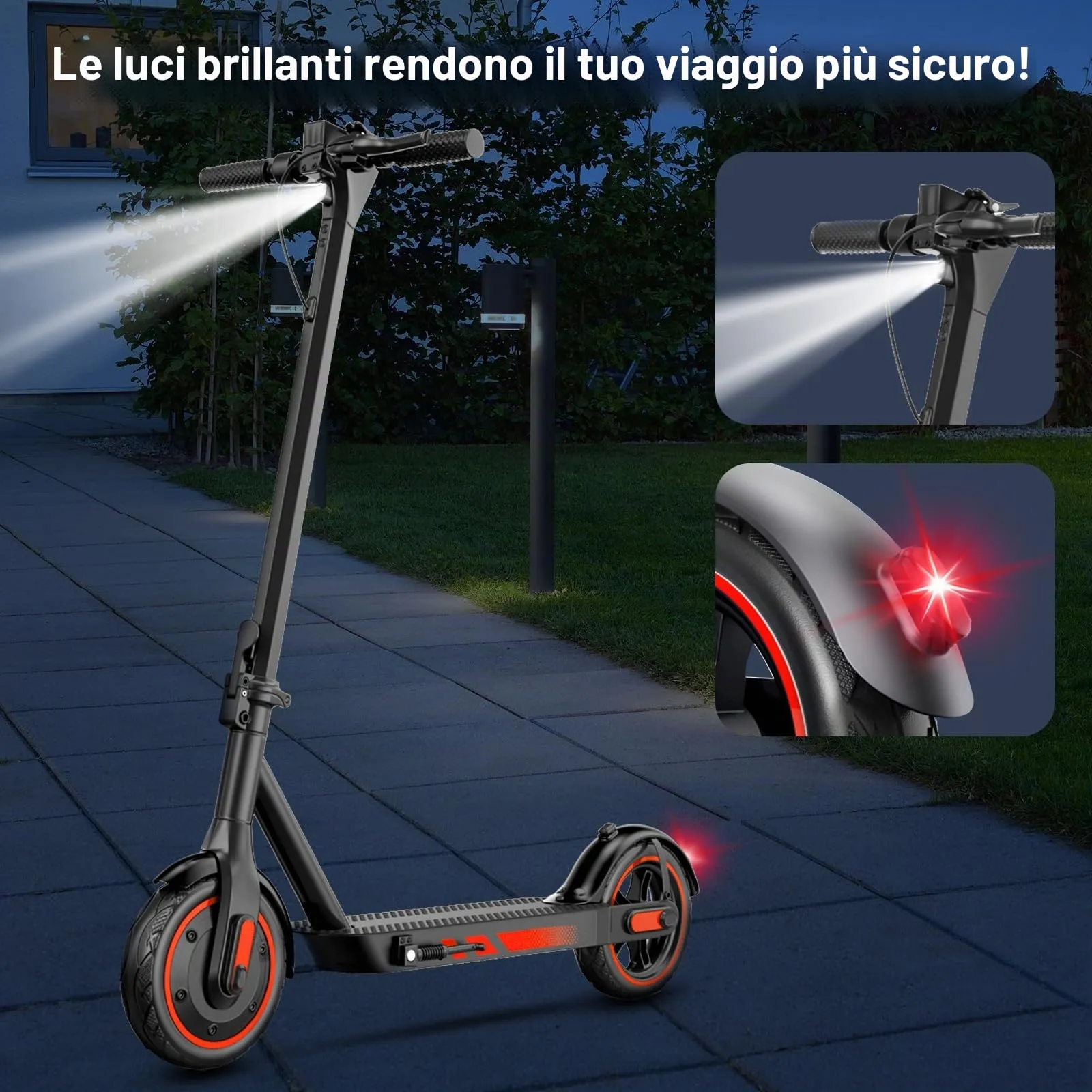 Zephyride V86 Monopattino Elettrico Adulto 500W, 25km/h, 45km, Pneumatici 25,4 cm, Pieghevole, Rosso - immagine 6