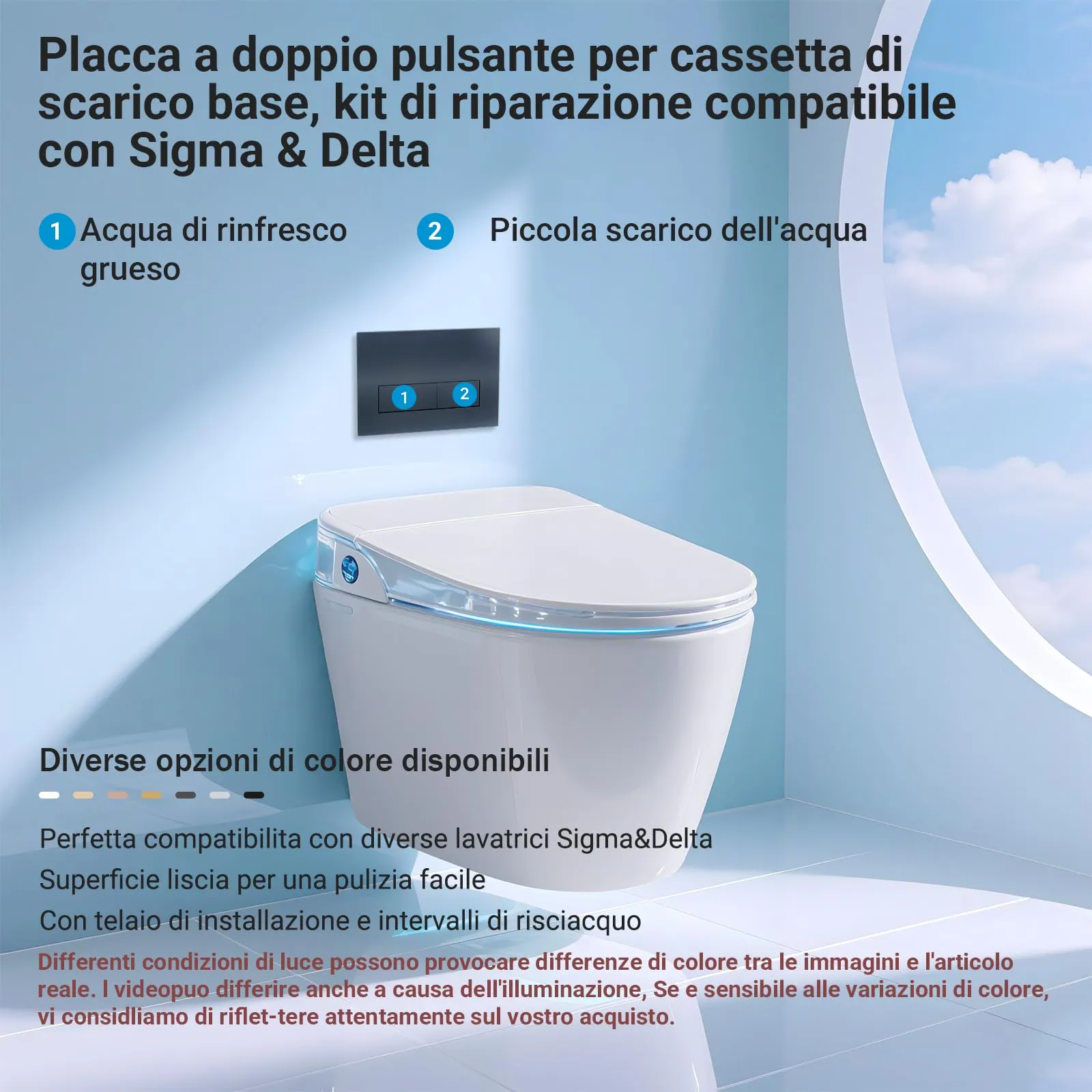 Mendorio Placca di Comando WC per Geberit Sigma 01/20/30/21, Blu Scuro Opaco - immagine 2