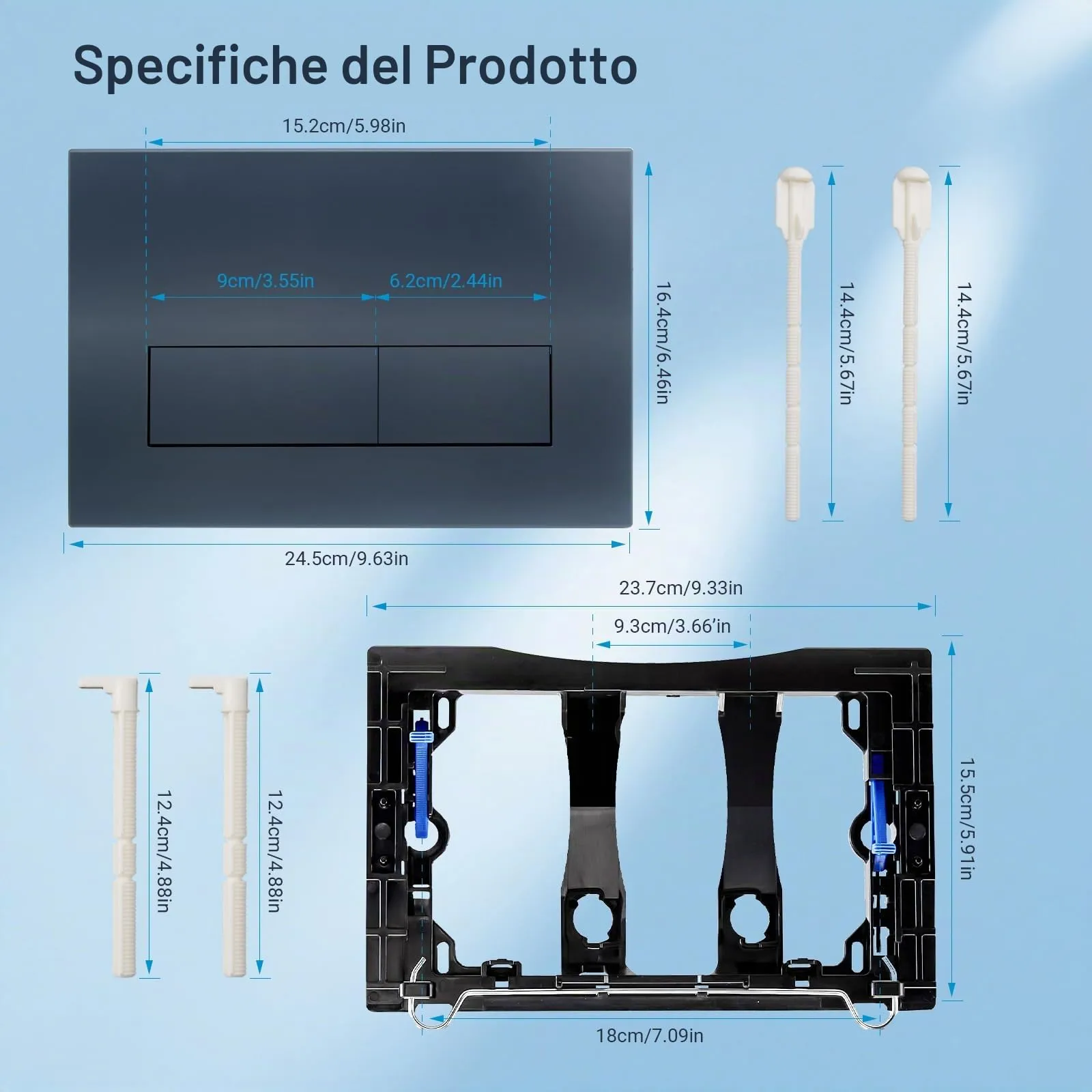 Mendorio Placca di Comando WC per Geberit Sigma 01/20/30/21, Blu Scuro Opaco - immagine 4