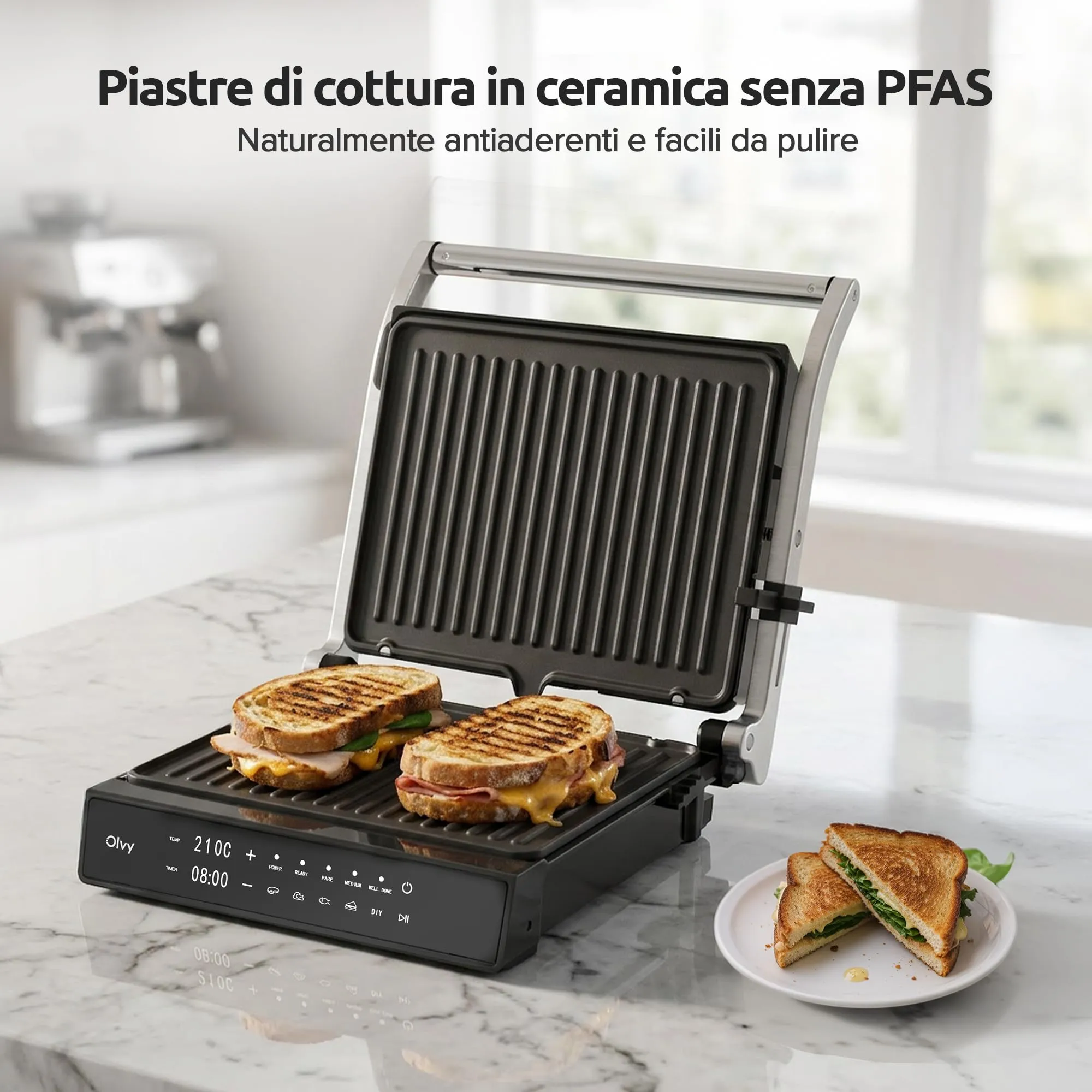 Olvy Bistecchiera Elettrica Grill a Contatto JPM-168A - immagine 6