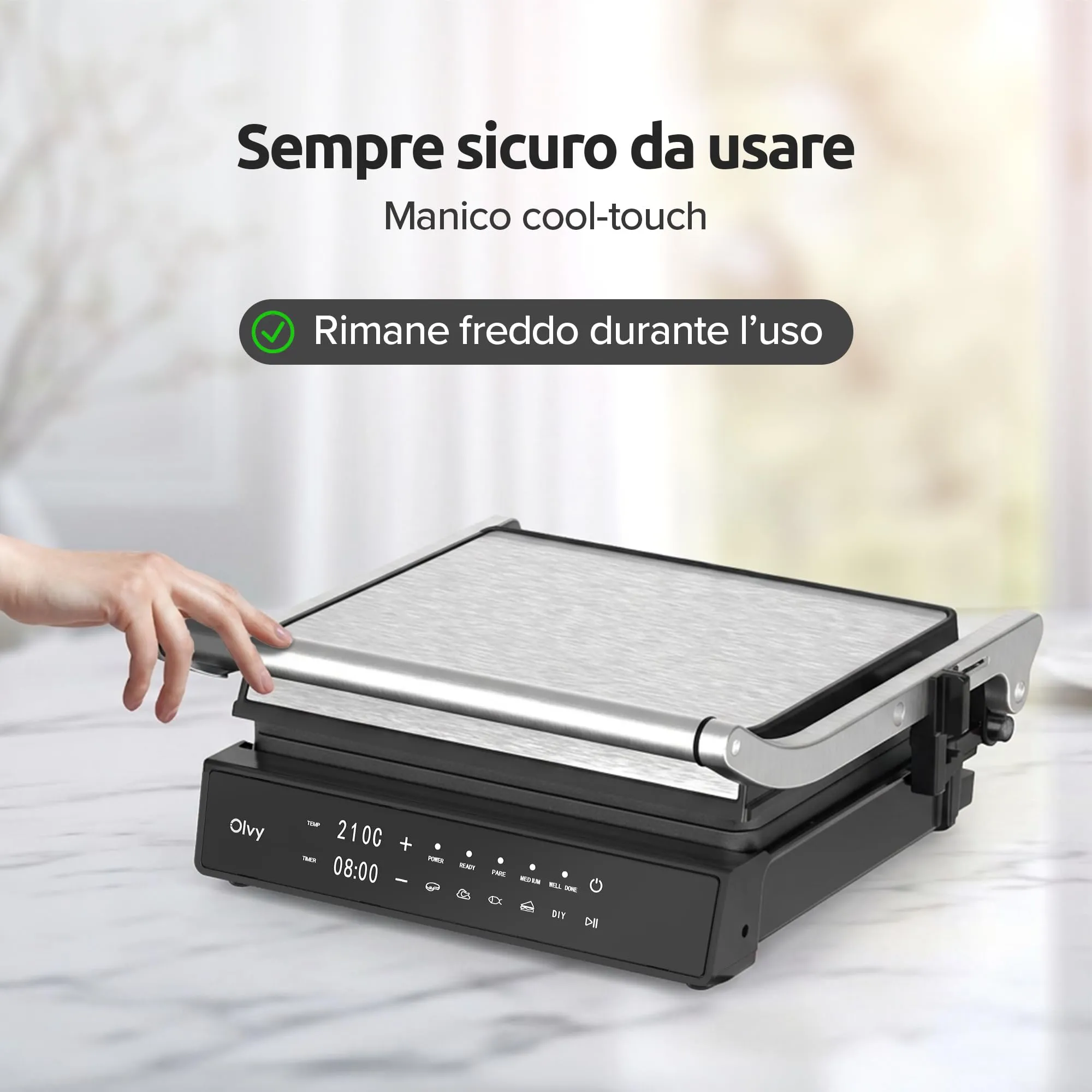 Olvy Bistecchiera Elettrica Grill a Contatto JPM-168A - immagine 7