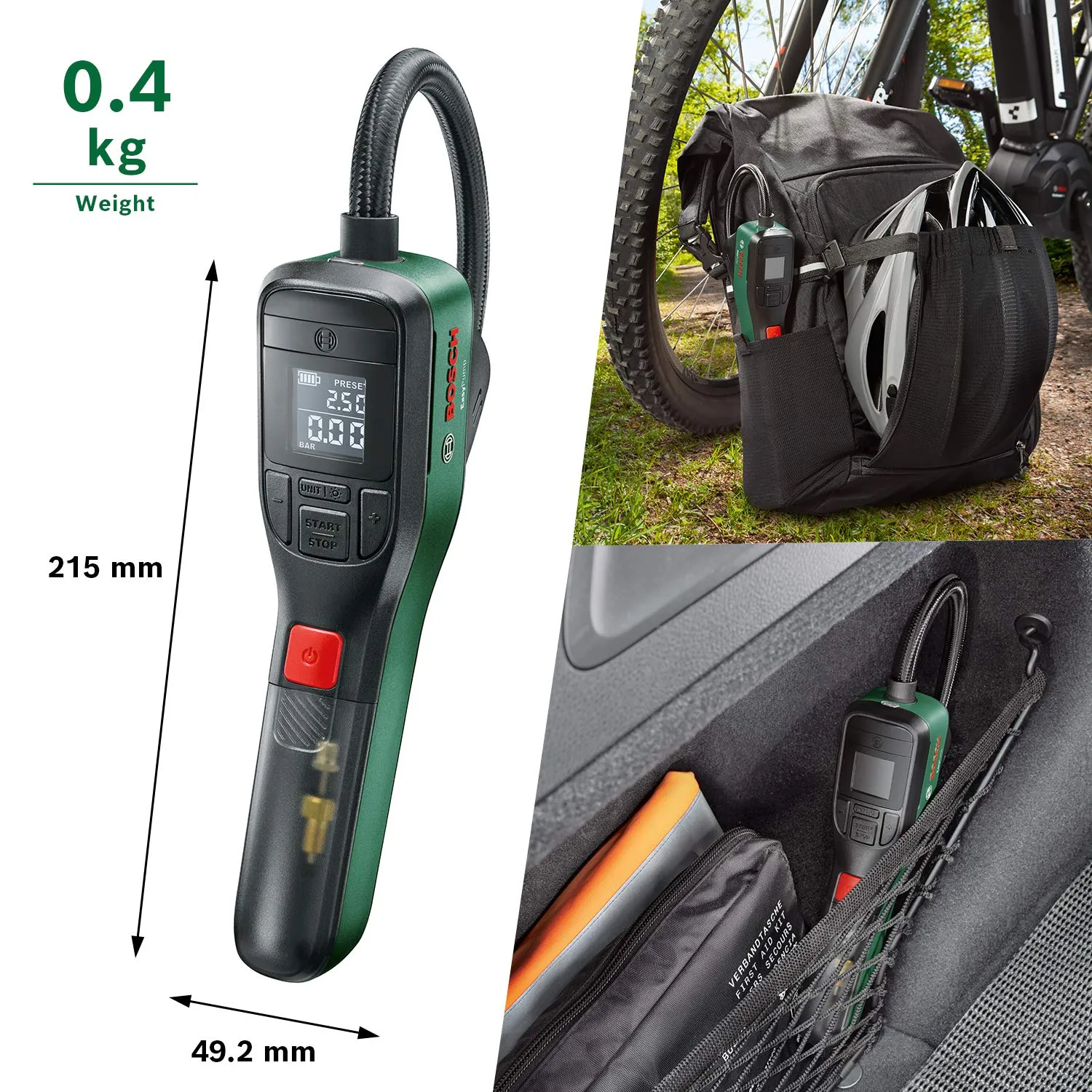 Bosch EasyPump Minipompa Elettrica 3,6V 3,0 Ah 150 PSI 10,3 Bar LED USB-C - immagine 10