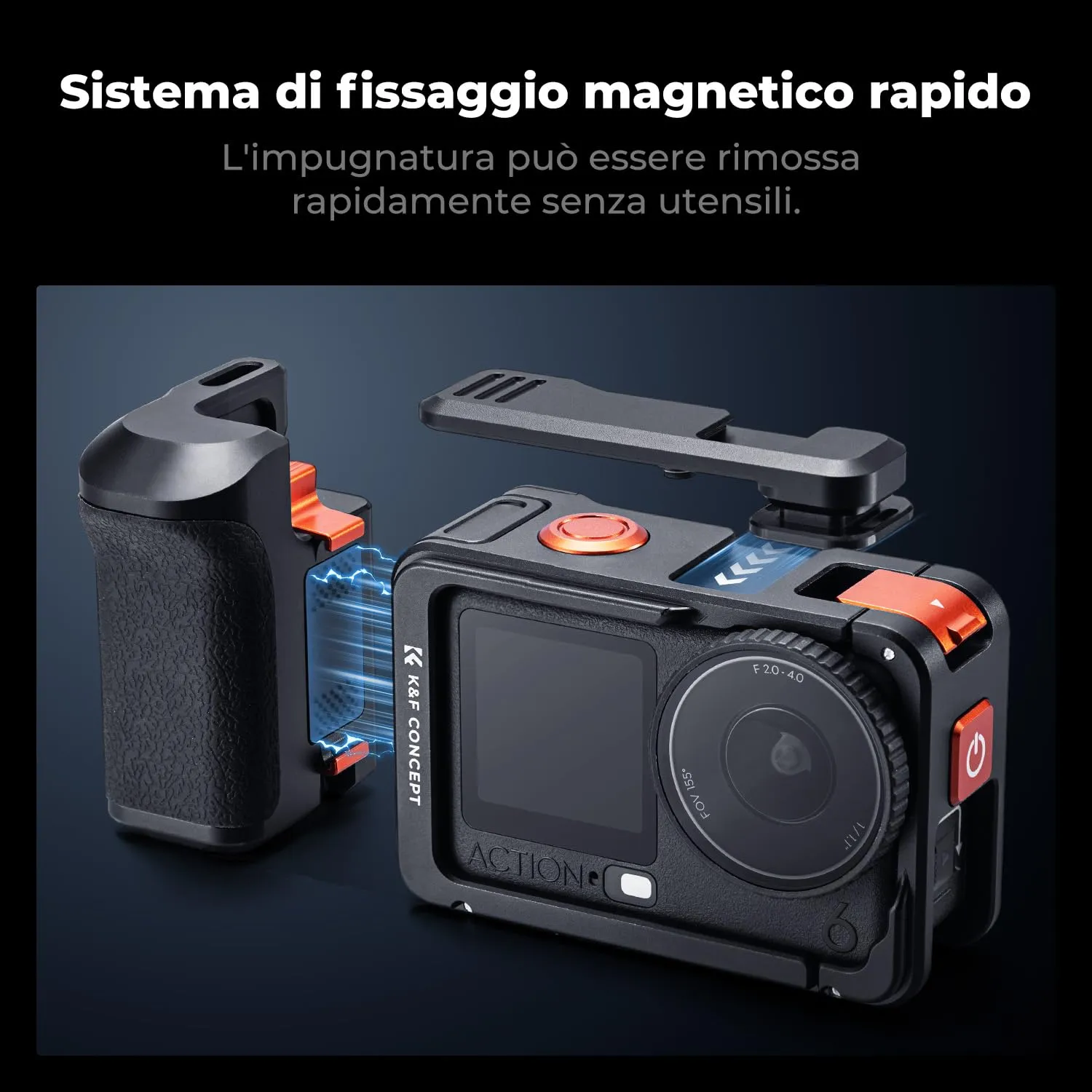 K&F Concept Kit Impugnatura con Gabbia per DJI Osmo Action 6 - immagine 6