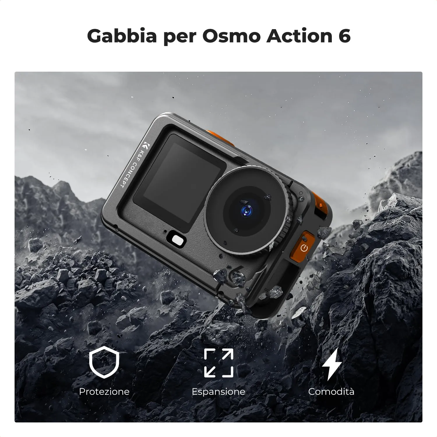 K&F Concept Cage and Screen Protector for DJI Osmo Action 6 - immagine 2