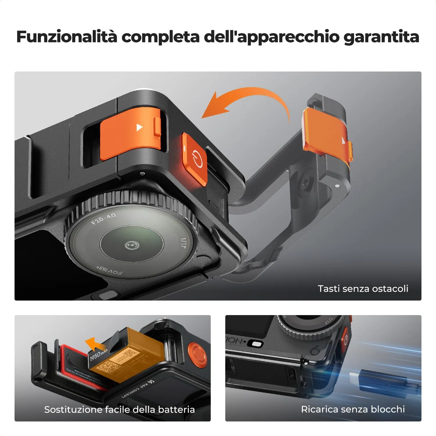 K&F Concept Cage and Screen Protector for DJI Osmo Action 6 - immagine 4