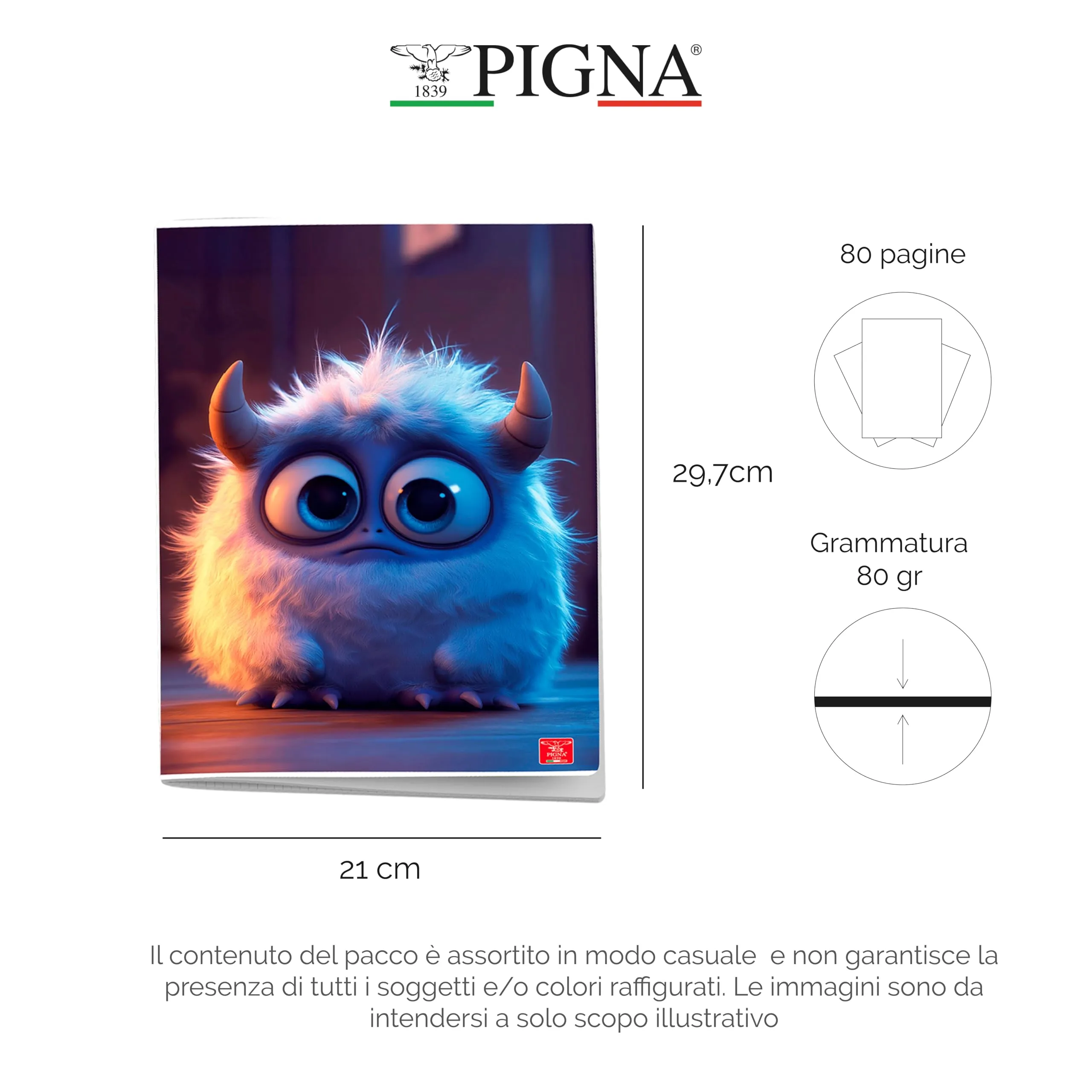 Pigna Quaderni Maxi A4 Abbracciamostri, Pack 10 - immagine 2