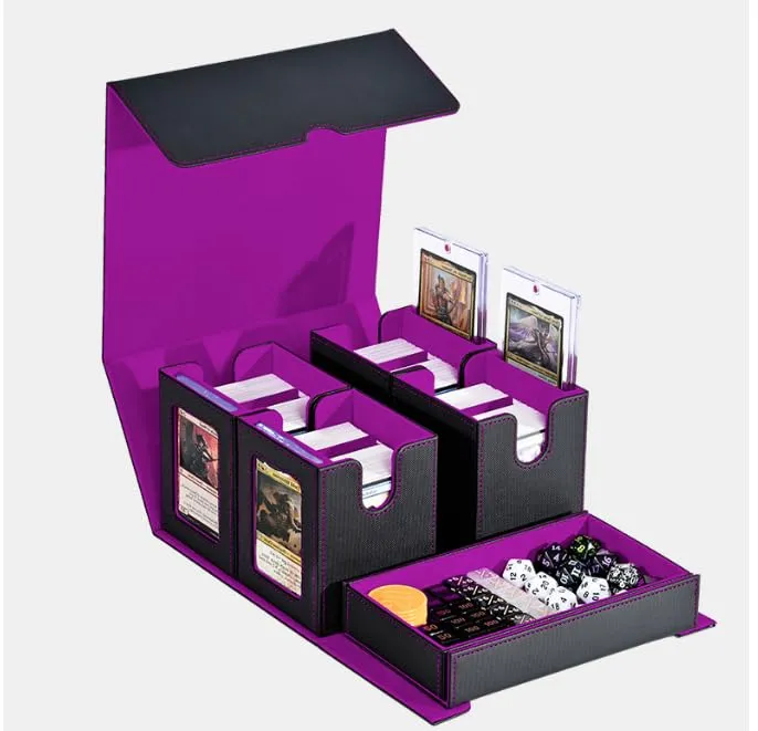 Cordv 5-in-1 Commander Deck Box for MTG, TCG, PTCG, YugiOh, Dice Tray and Card Organizer (Viola) - immagine 1