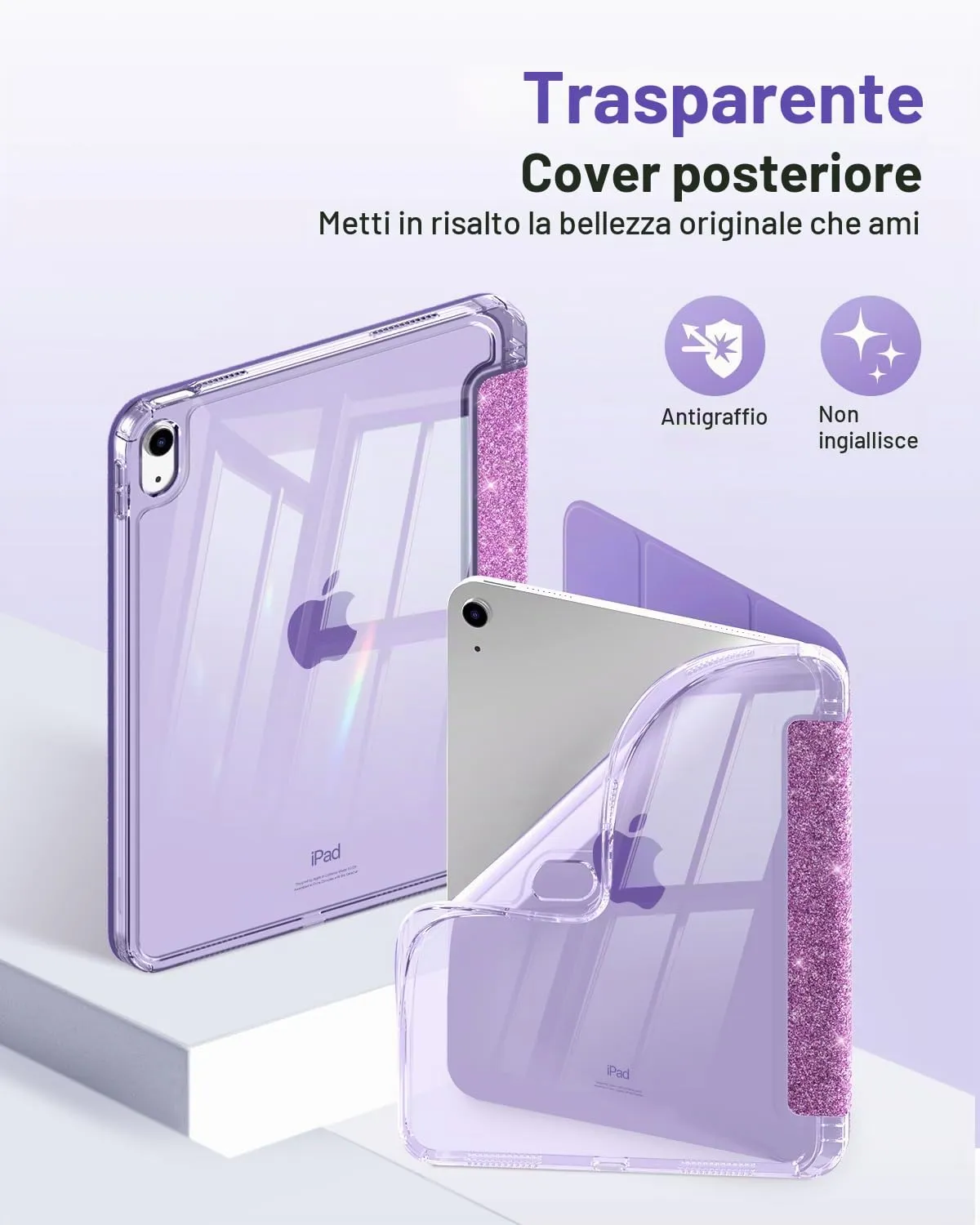 MoKo Cover for iPad 11th Gen 11" and 10th Gen 10.9", Lilla Glitterato - immagine 3